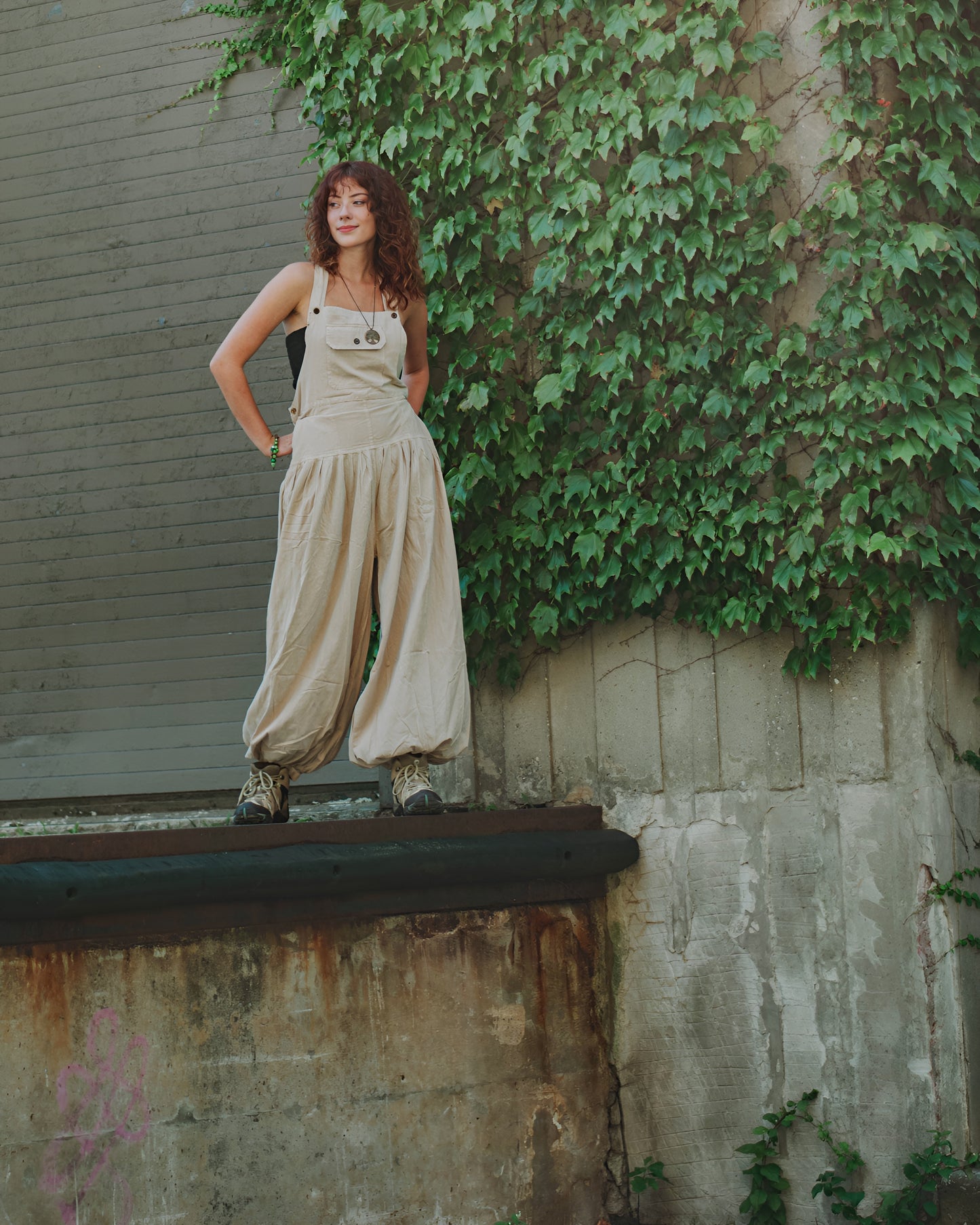 Cotton Hippie Handmade Solid Color Balloon Bohemian Overalls