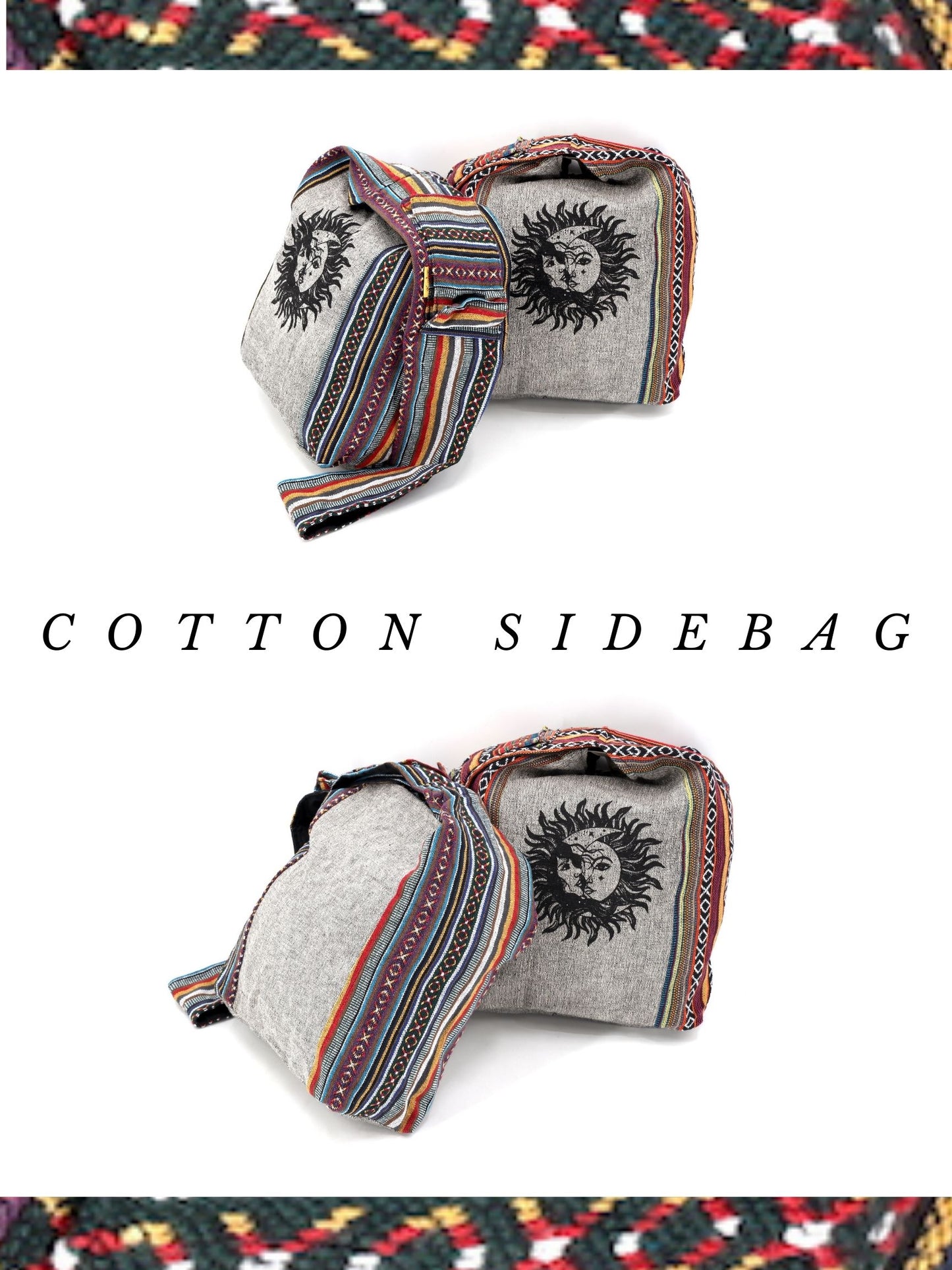Cotton Sun & Moon Print Handmade Crossbody Bag