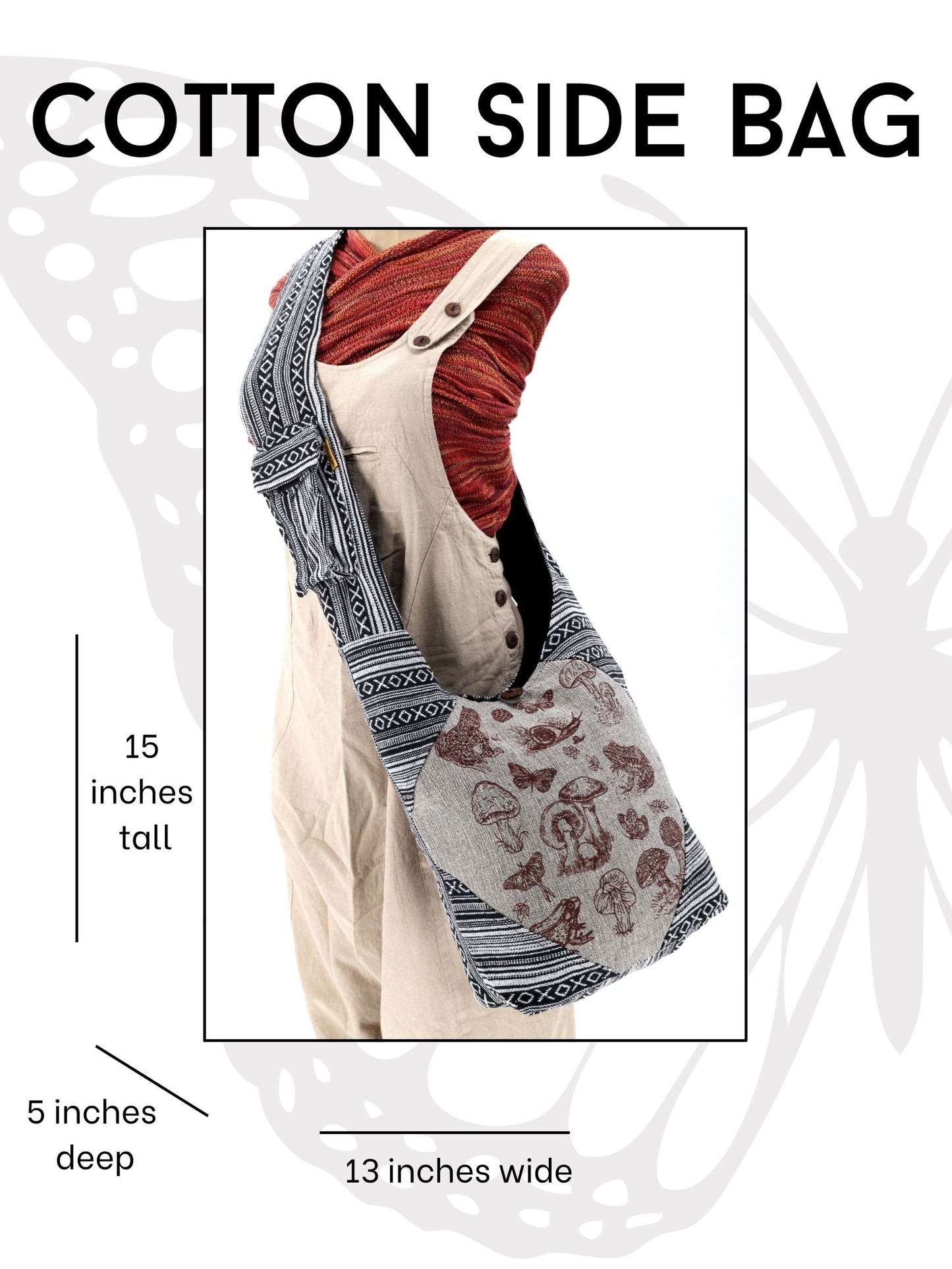 Cotton Frog, Mushroom, Snail Print Frame Design Handmade Crossbody Bag