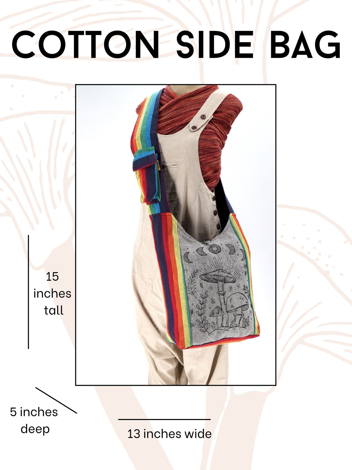 Cotton Mushroom Print Handmade Crossbody Bag