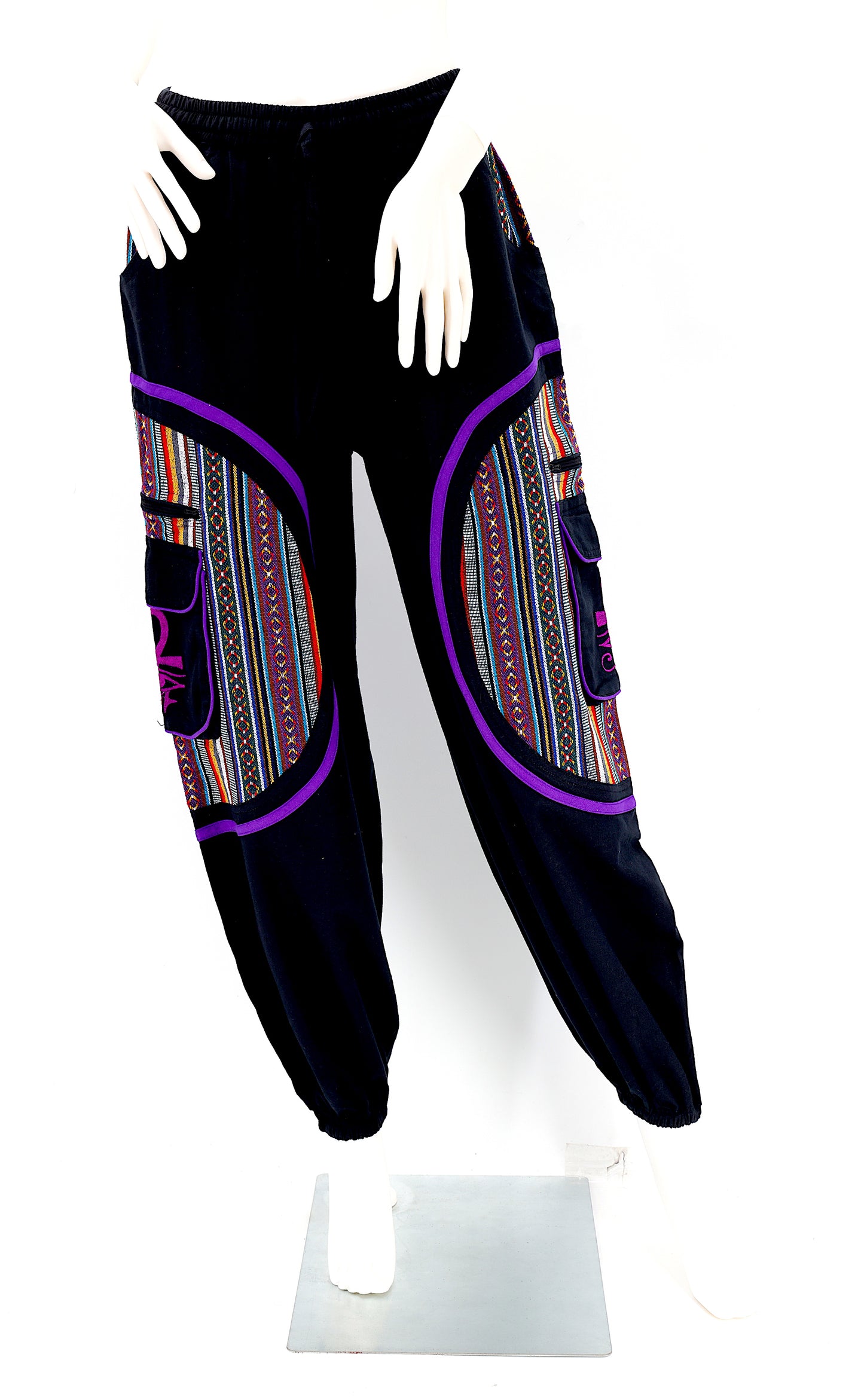 Free-spirited fashion straight-leg pants with spiritual embroidery