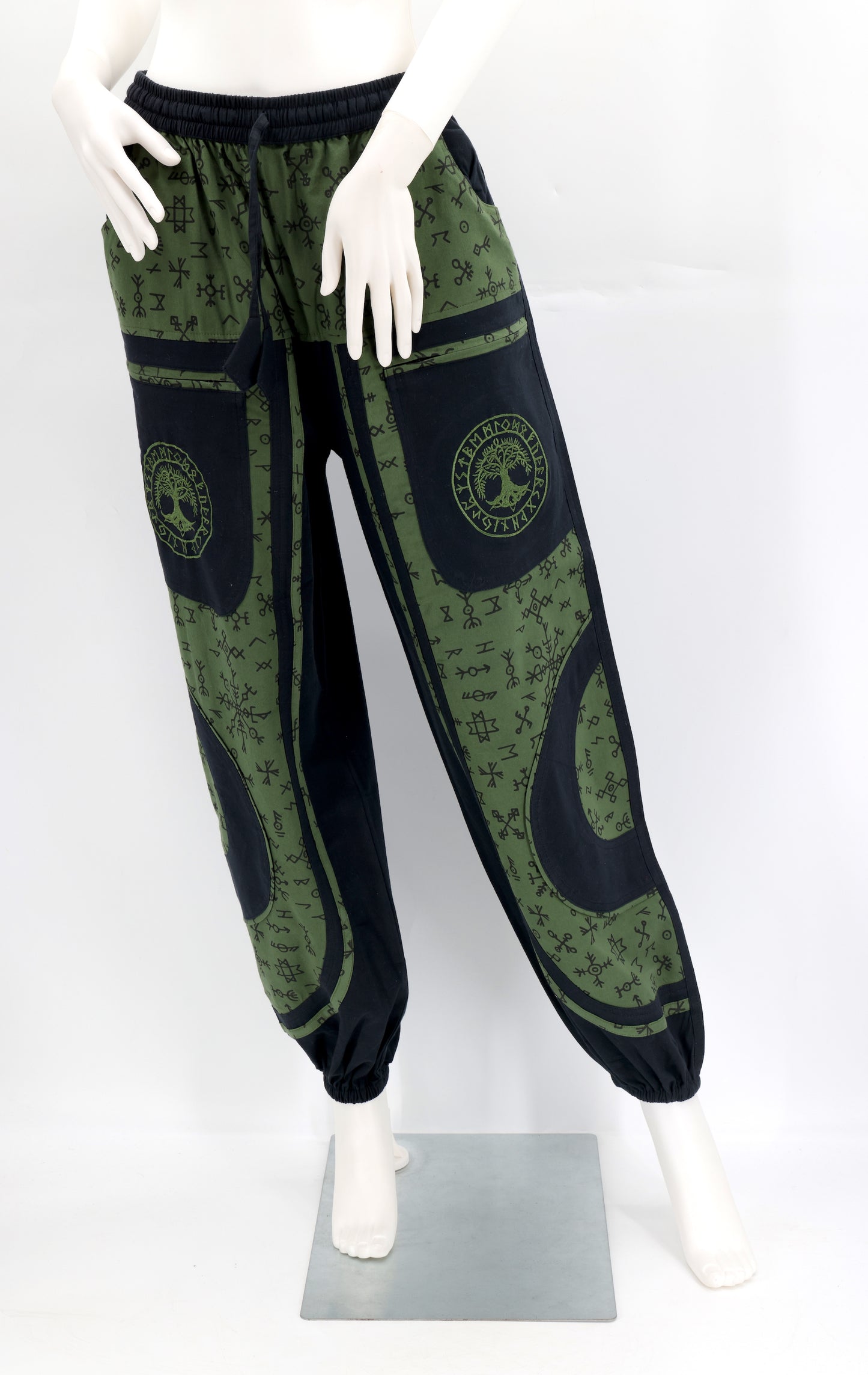 Yggdrasil Nordische Runen Hose | Haremshose mit gesticktem Wikinger-Symbol