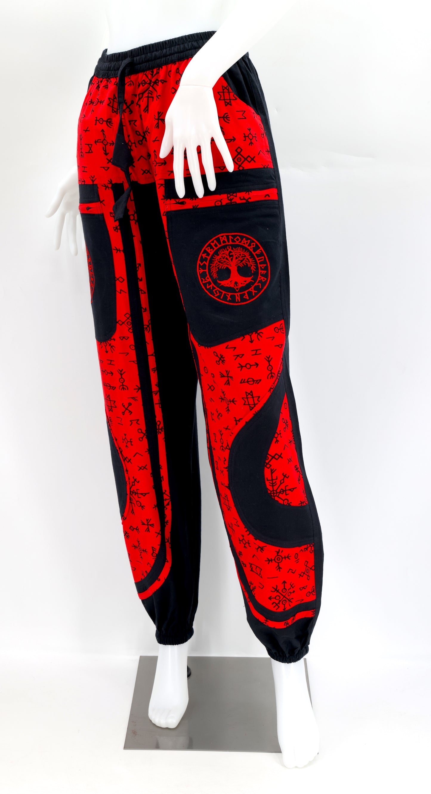Cotton Hippie Handmade Harem Yggdrasil Embroidered Nordic Runes Print Bohemian Pants