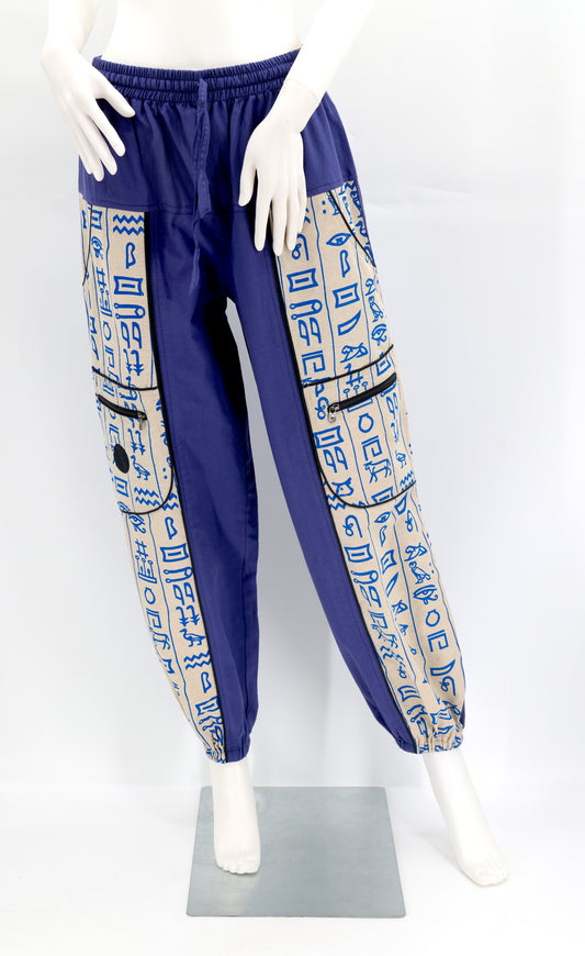 Cotton Hippie Handmade Harem Egyptian Hieroglyphics Print Bohemian Pants