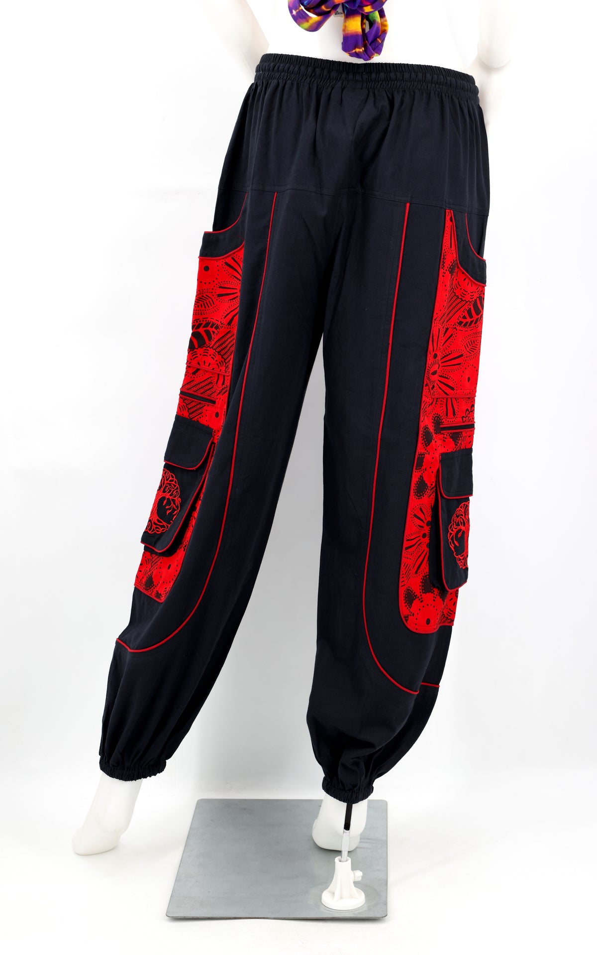 Unorthodoxe bestickte Baum des Lebens-Hose mit Muster | Baumwoll-Haremshose