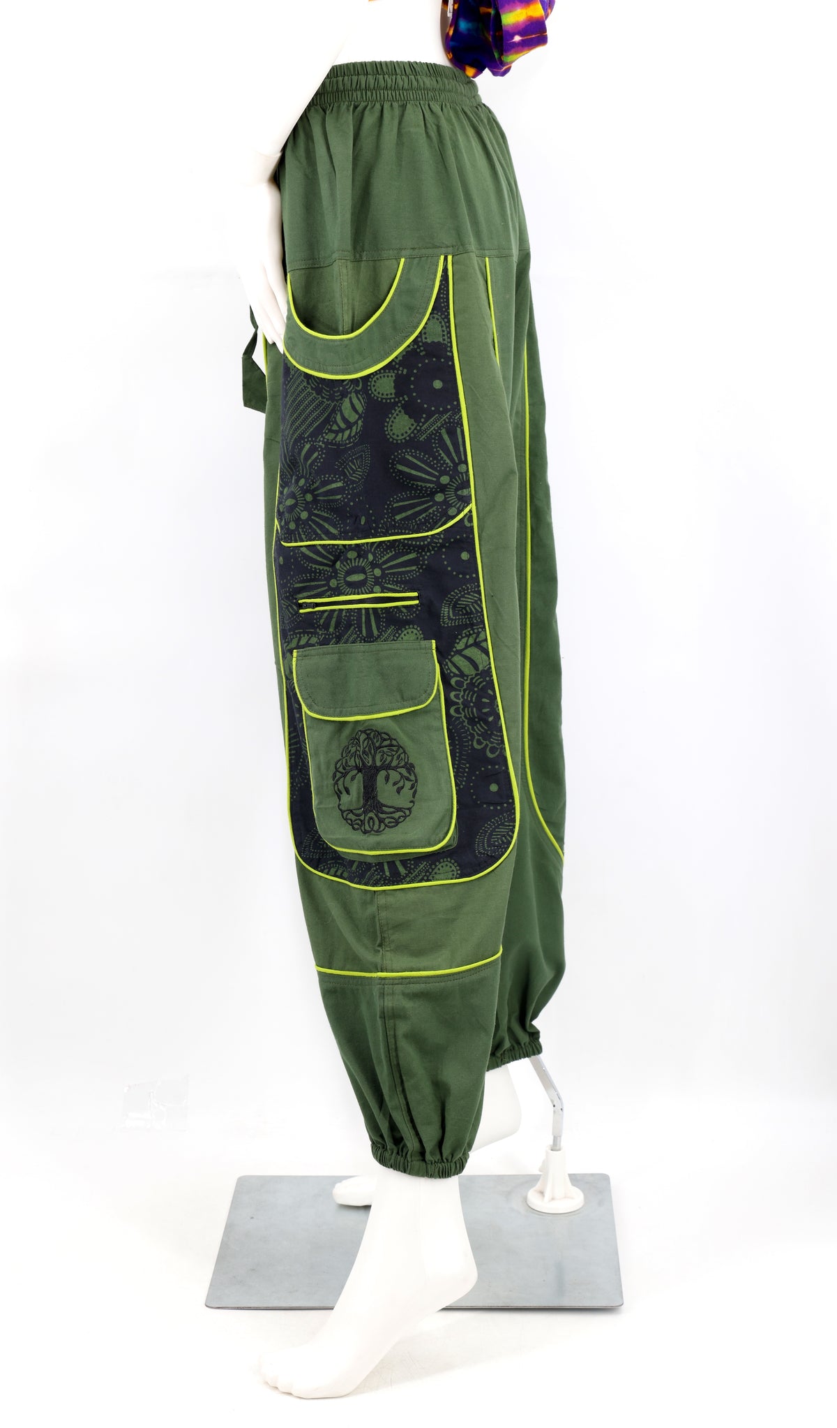 Unorthodoxe bestickte Baum des Lebens-Hose mit Muster | Baumwoll-Haremshose