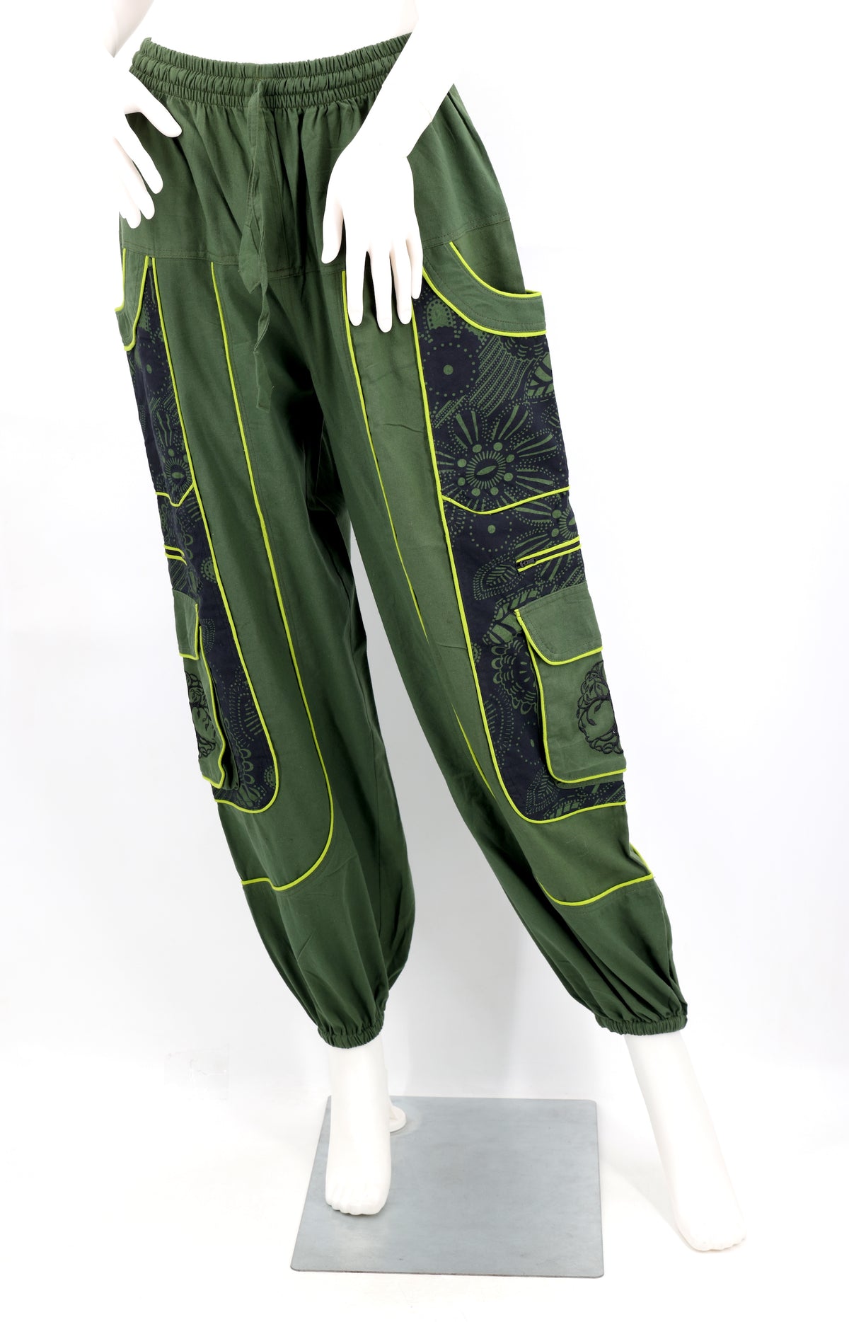 Unorthodoxe bestickte Baum des Lebens-Hose mit Muster | Baumwoll-Haremshose