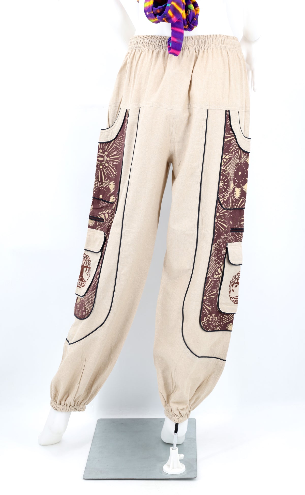 Unorthodoxe bestickte Baum des Lebens-Hose mit Muster | Baumwoll-Haremshose