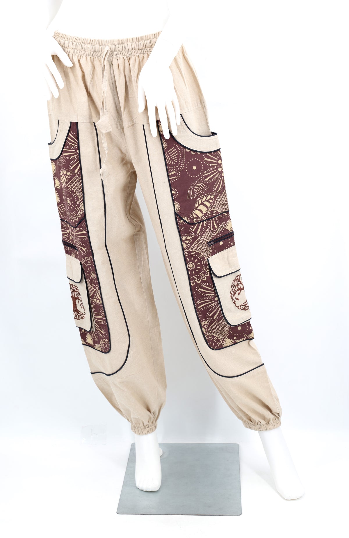 Unorthodoxe bestickte Baum des Lebens-Hose mit Muster | Baumwoll-Haremshose