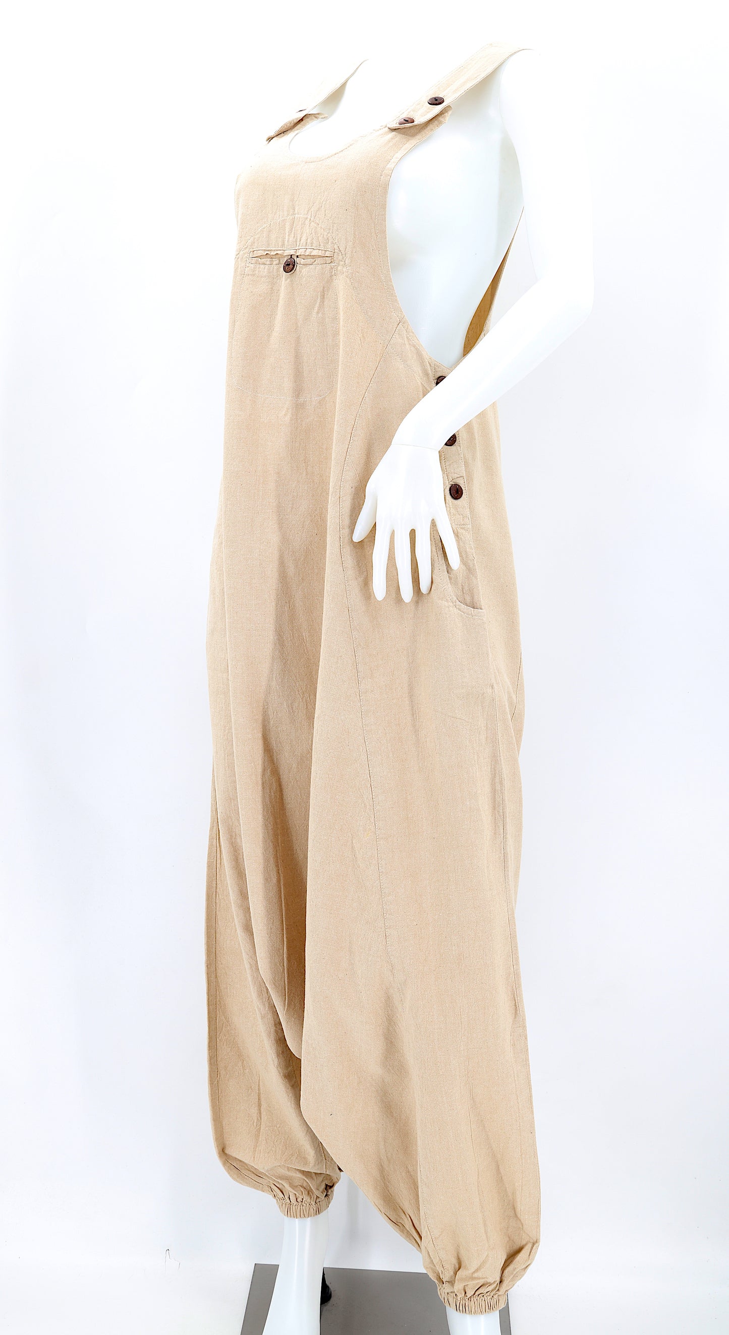 Cotton Hippie Handmade Solid Color Drop Down Bohemian Overalls