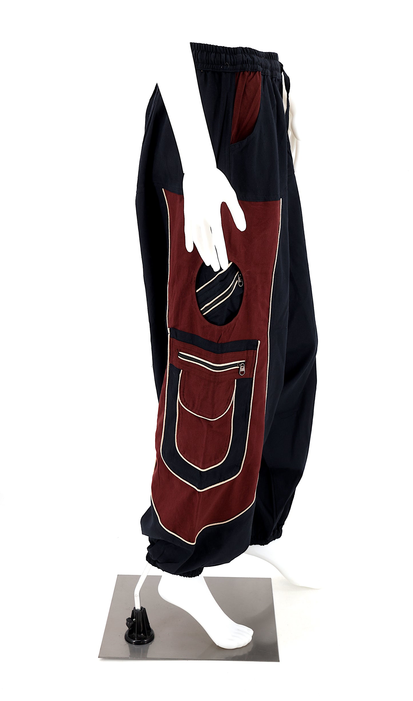 Pantalon brodé géométrie sacrée Fleur de Vie | Pantalon sarouel en coton