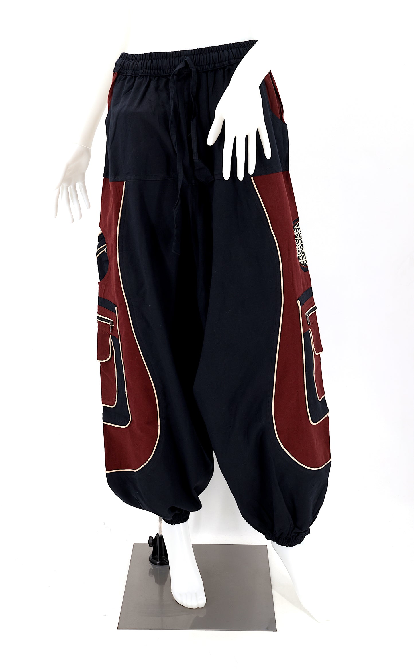 Cotton Hippie Handmade Harem Plain Flower Of Life Embroidered Bohemian Pants