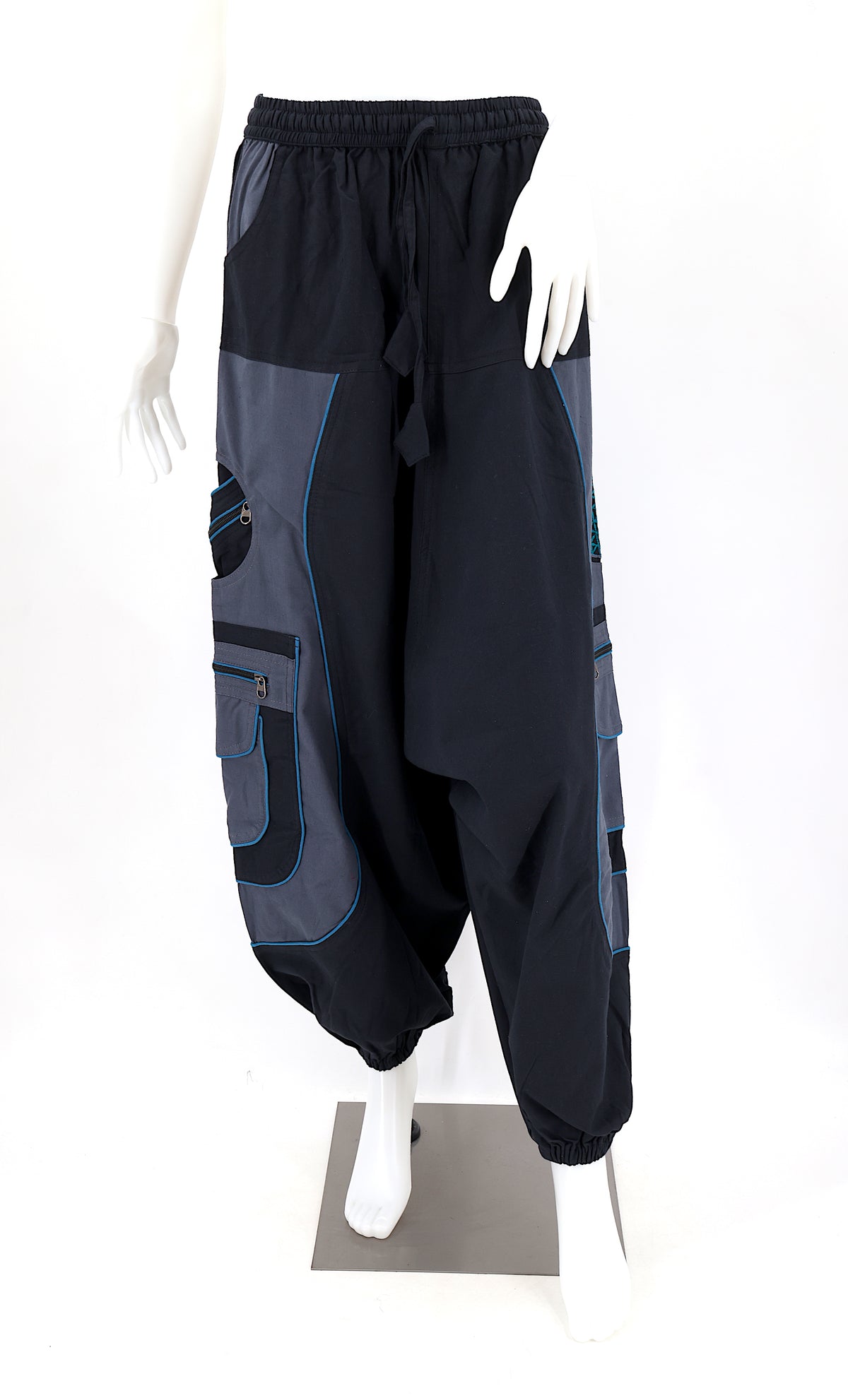 Pantalon brodé géométrie sacrée Fleur de Vie | Pantalon sarouel en coton
