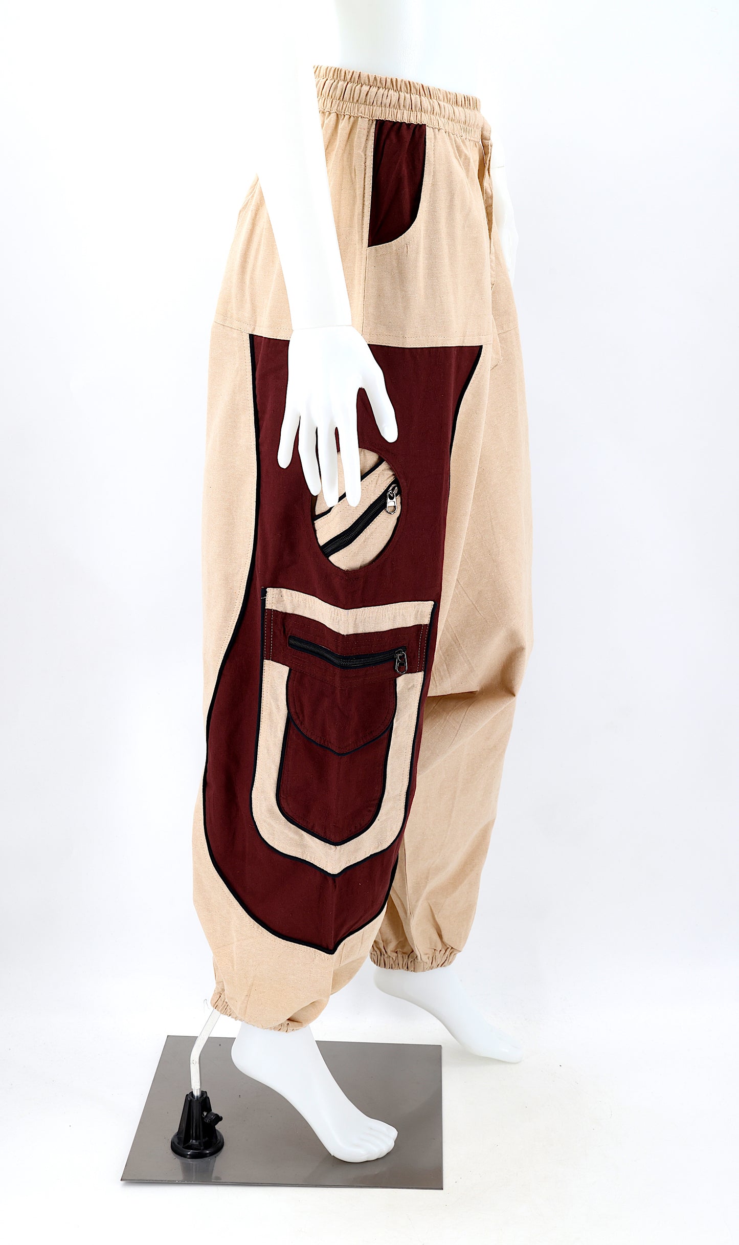 Pantalon brodé géométrie sacrée Fleur de Vie | Pantalon sarouel en coton