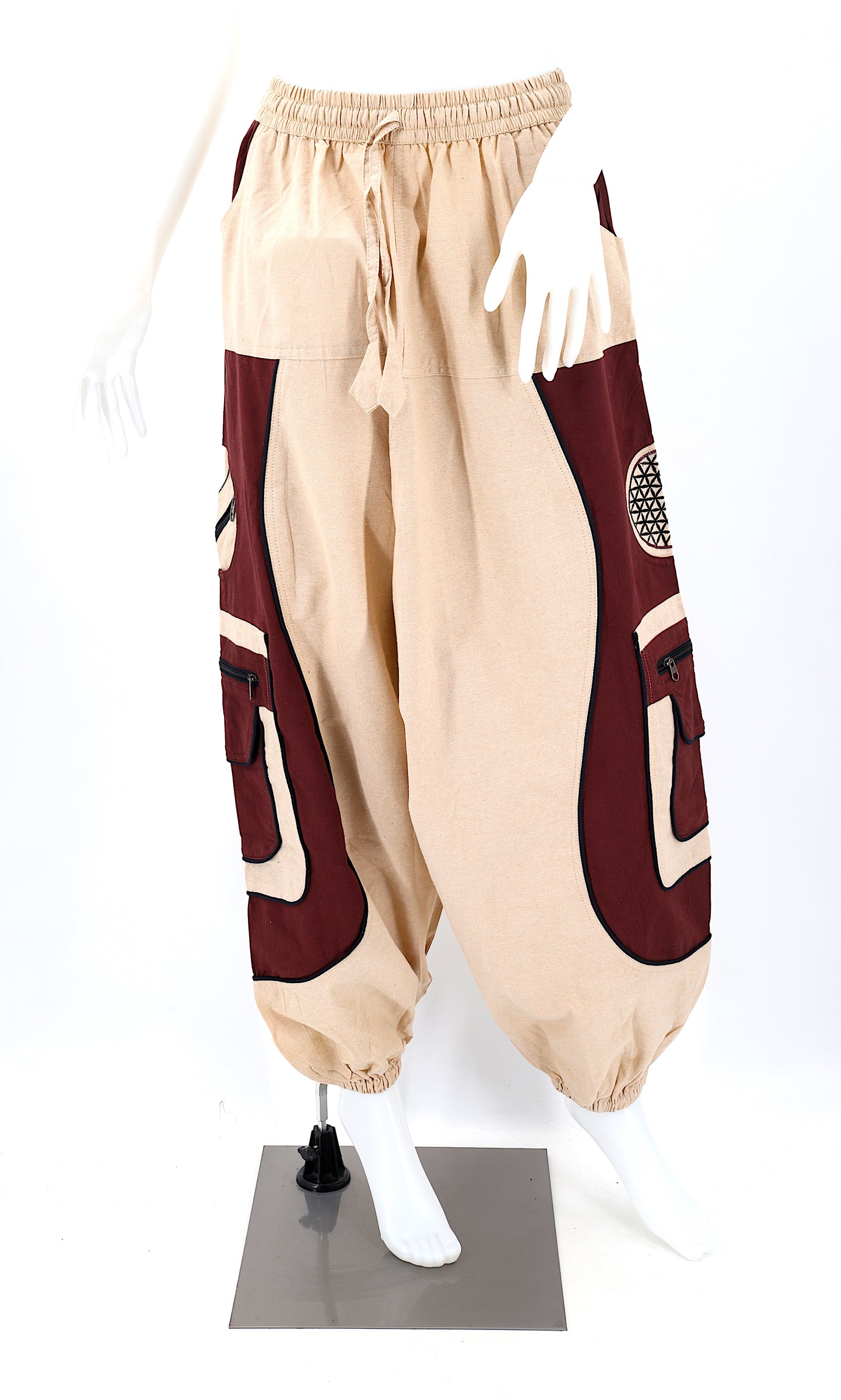 Cotton Hippie Handmade Harem Plain Flower Of Life Embroidered Bohemian Pants