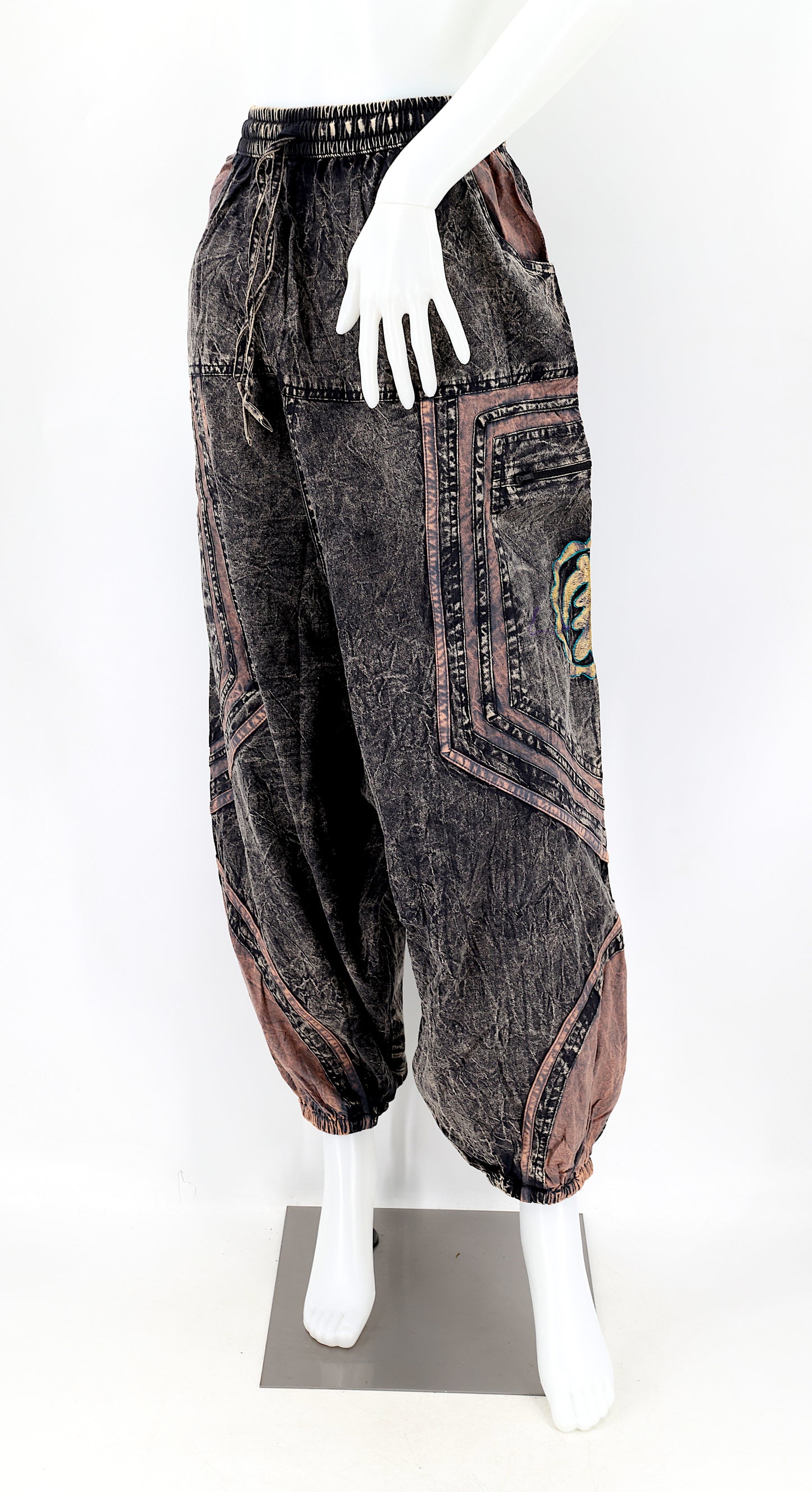 Cotton Hippie Handmade Harem Power of God & Flower of Life Embroidered Bohemian Pants