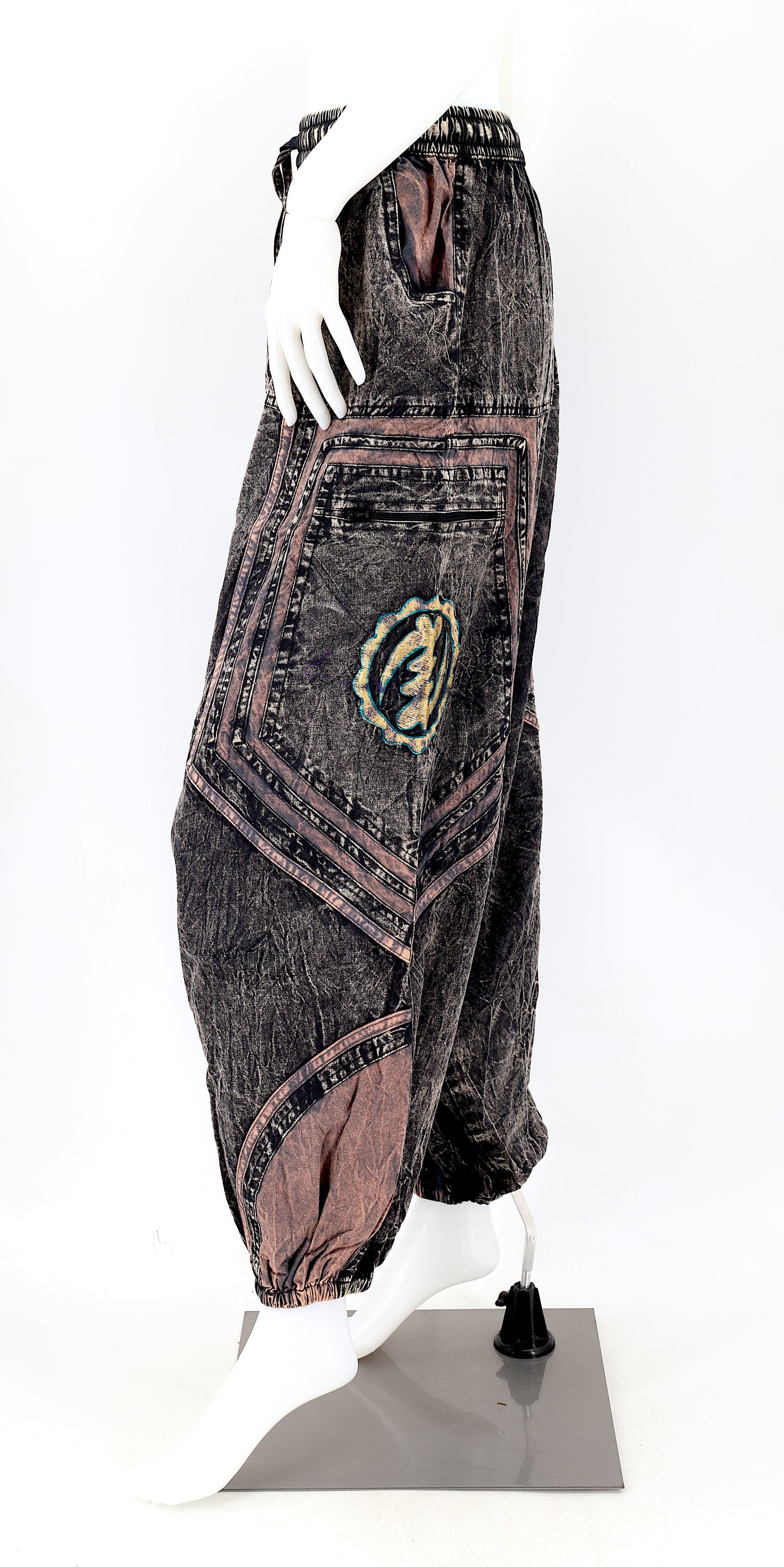 Cotton Hippie Handmade Harem Power of God & Flower of Life Embroidered Bohemian Pants