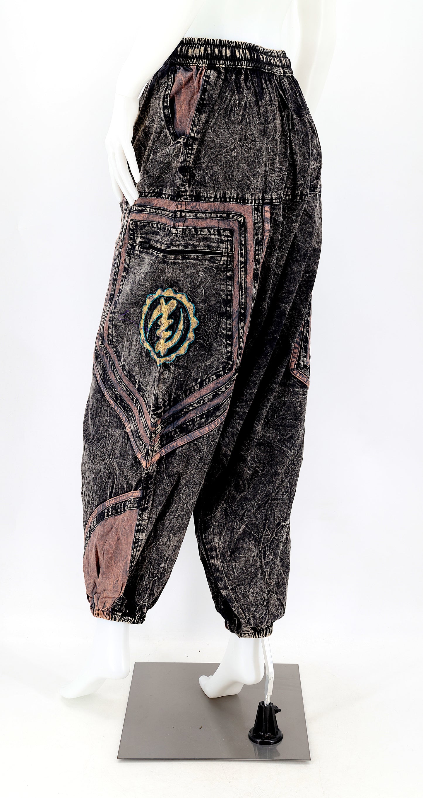 Cotton Hippie Handmade Harem Power of God & Flower of Life Embroidered Bohemian Pants
