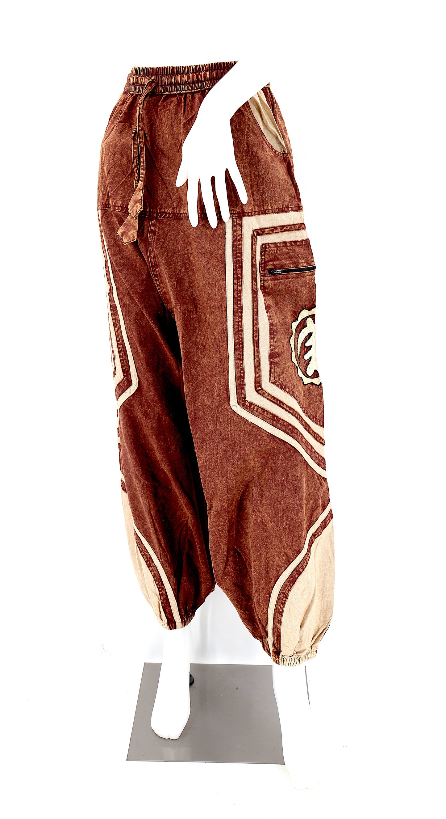 Cotton Hippie Handmade Harem Power of God & Flower of Life Embroidered Bohemian Pants