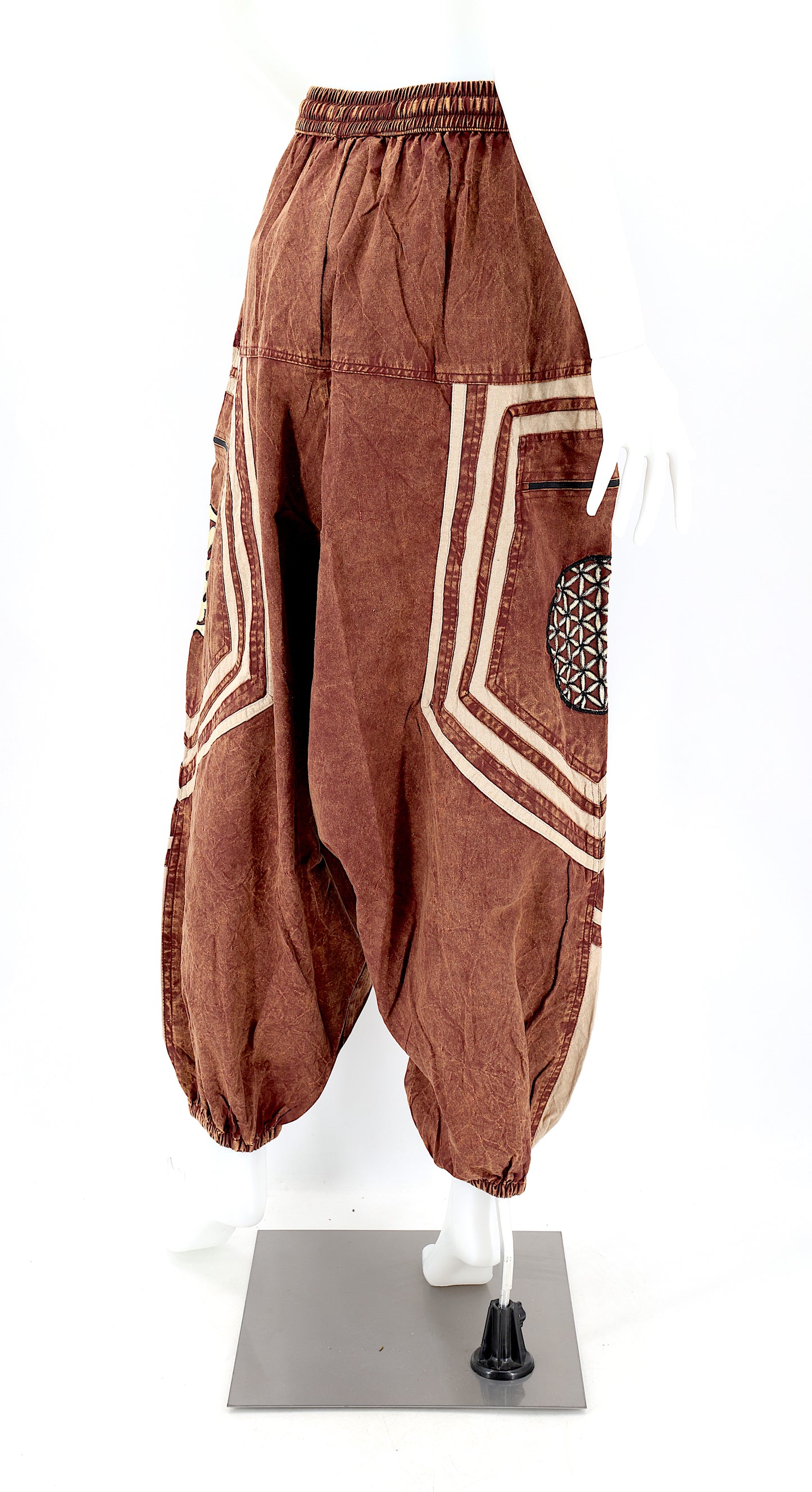 Cotton Hippie Handmade Harem Power of God & Flower of Life Embroidered Bohemian Pants