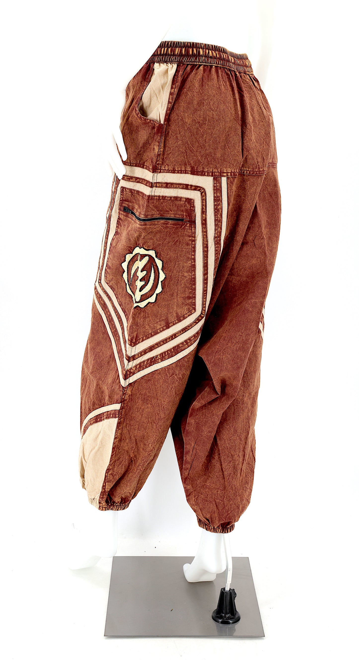 Cotton Hippie Handmade Harem Power of God & Flower of Life Embroidered Bohemian Pants