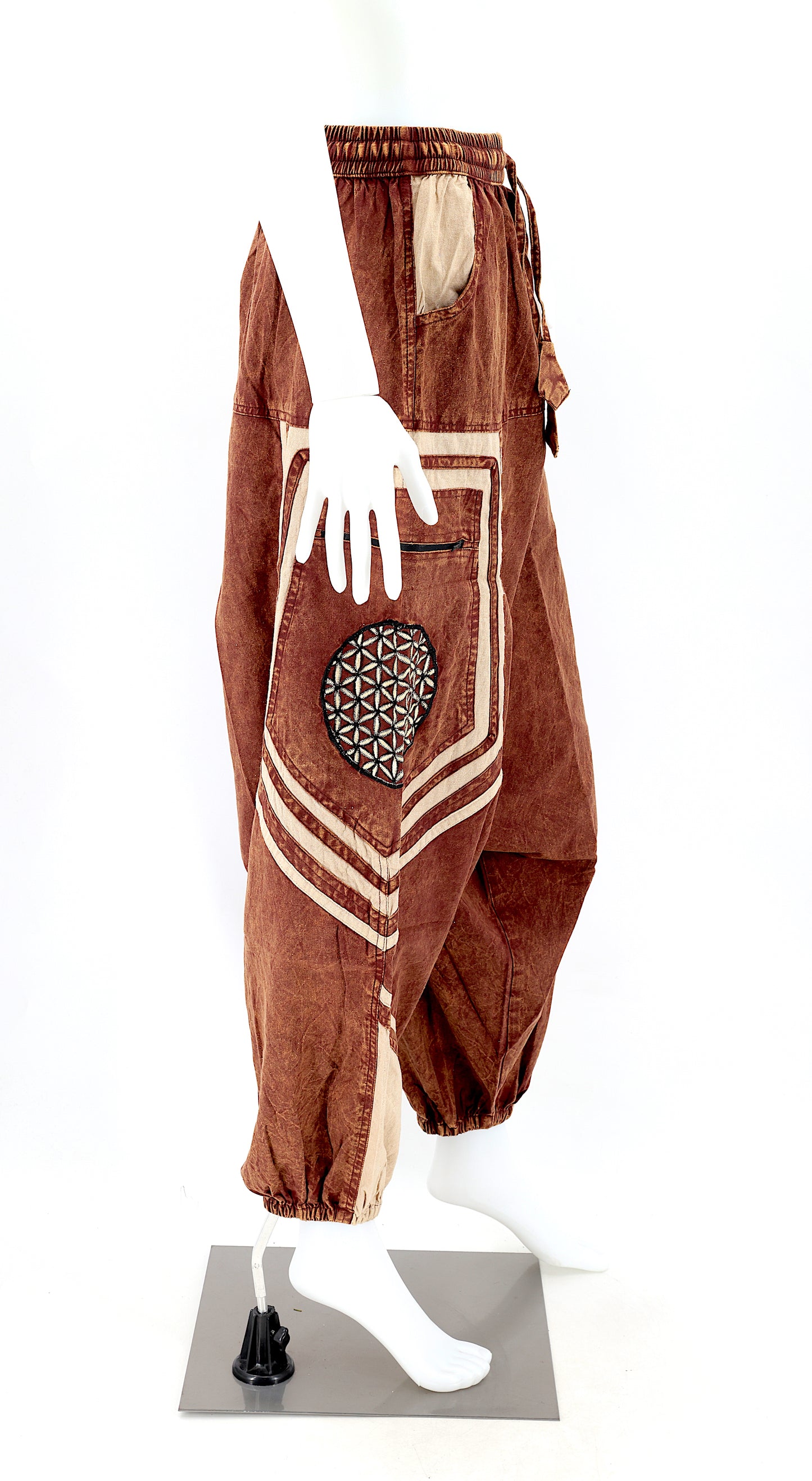 Cotton Hippie Handmade Harem Power of God & Flower of Life Embroidered Bohemian Pants