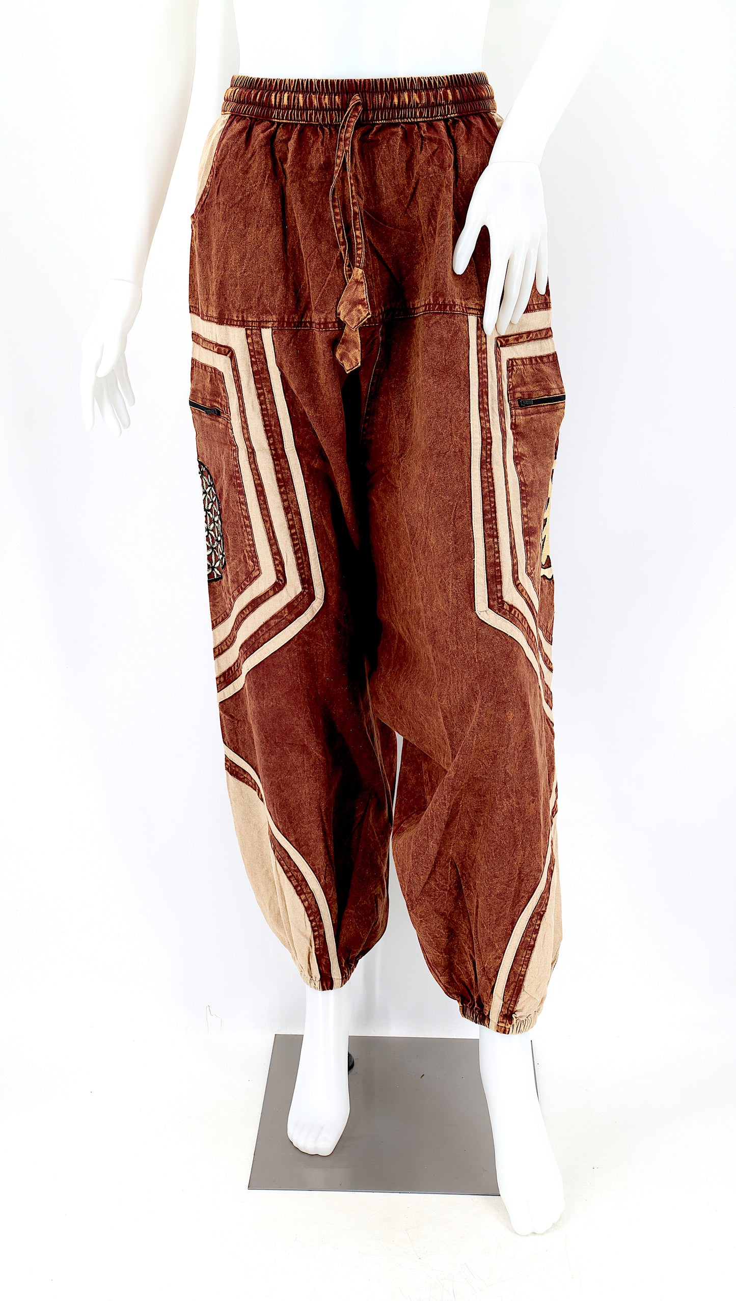 Cotton Hippie Handmade Harem Power of God & Flower of Life Embroidered Bohemian Pants