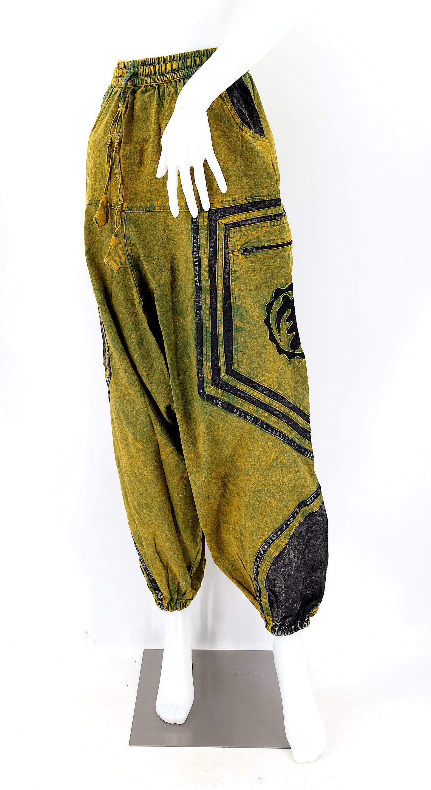 Cotton Hippie Handmade Harem Power of God & Flower of Life Embroidered Bohemian Pants