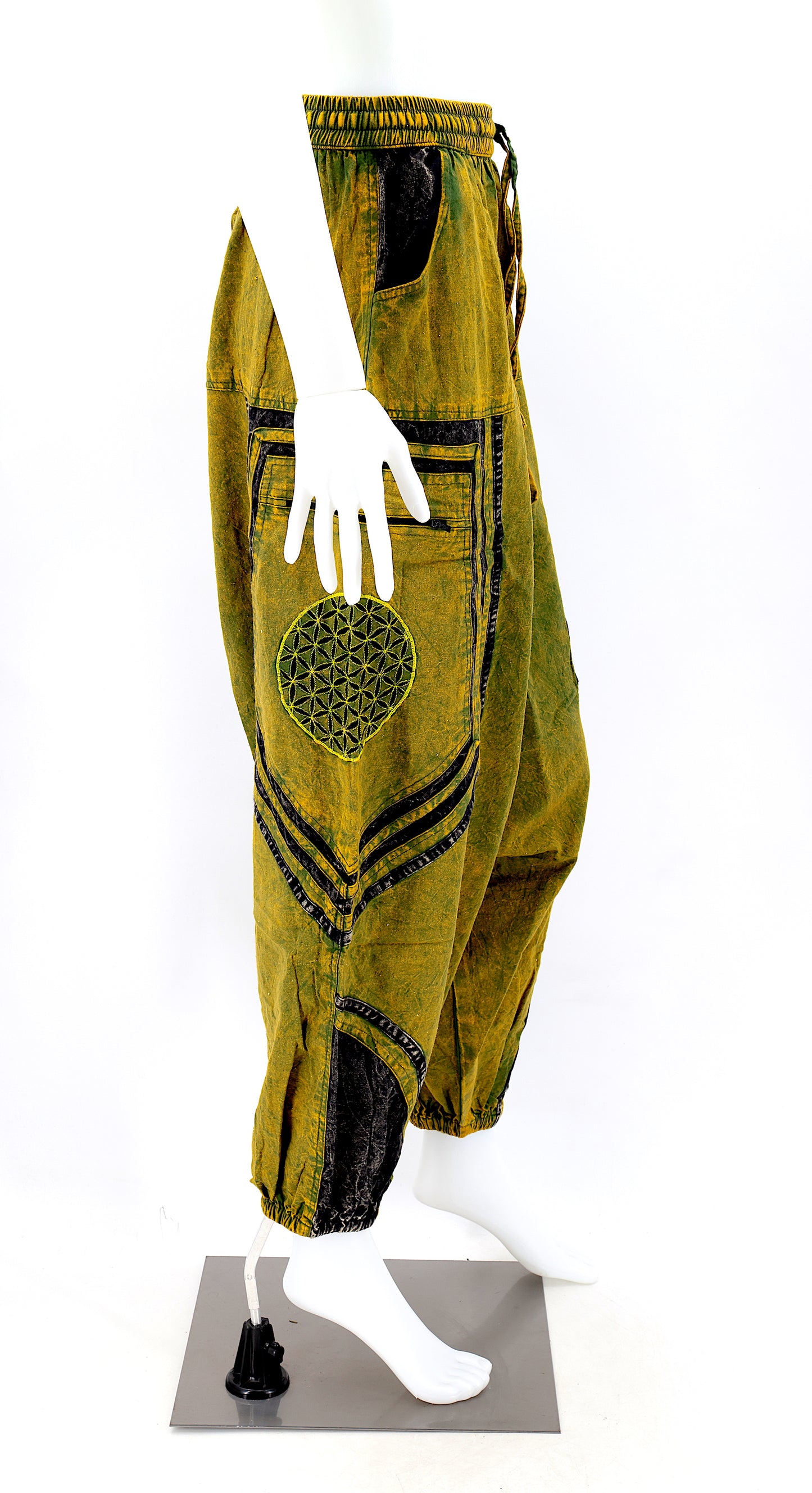 Cotton Hippie Handmade Harem Power of God & Flower of Life Embroidered Bohemian Pants