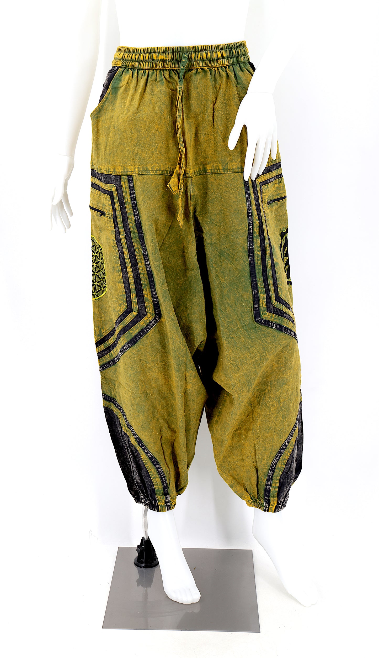 Cotton Hippie Handmade Harem Power of God & Flower of Life Embroidered Bohemian Pants