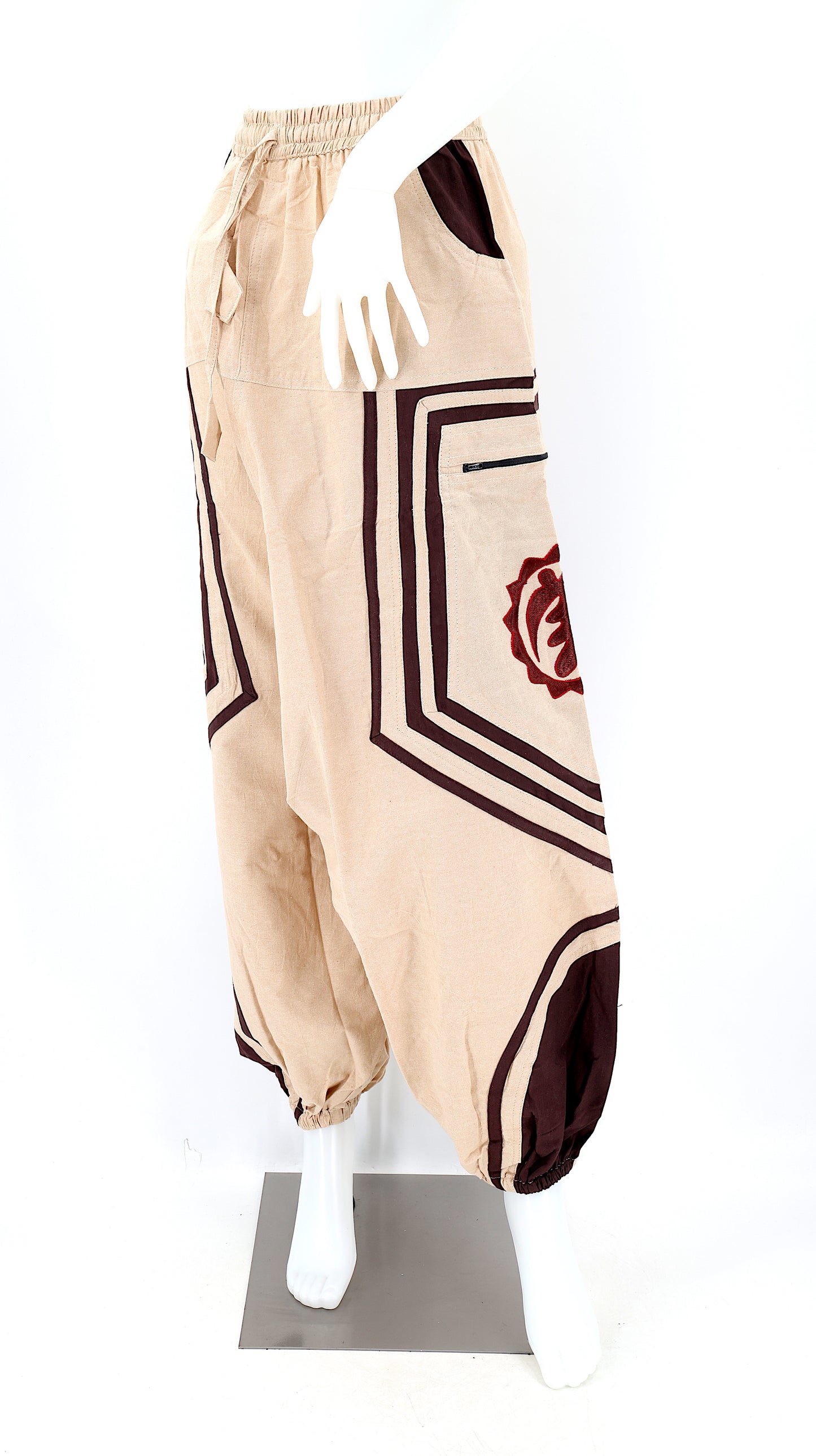 Cotton Hippie Handmade Harem Power of God & Flower of Life Embroidered Bohemian Pants