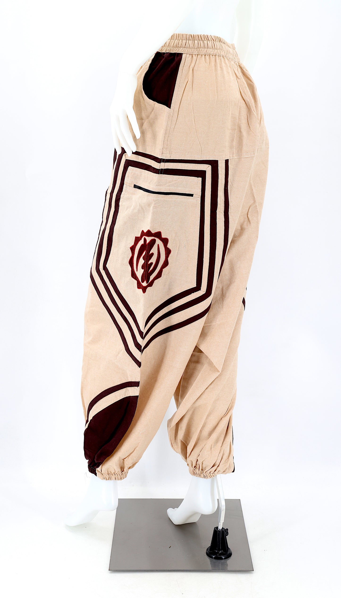 Cotton Hippie Handmade Harem Power of God & Flower of Life Embroidered Bohemian Pants