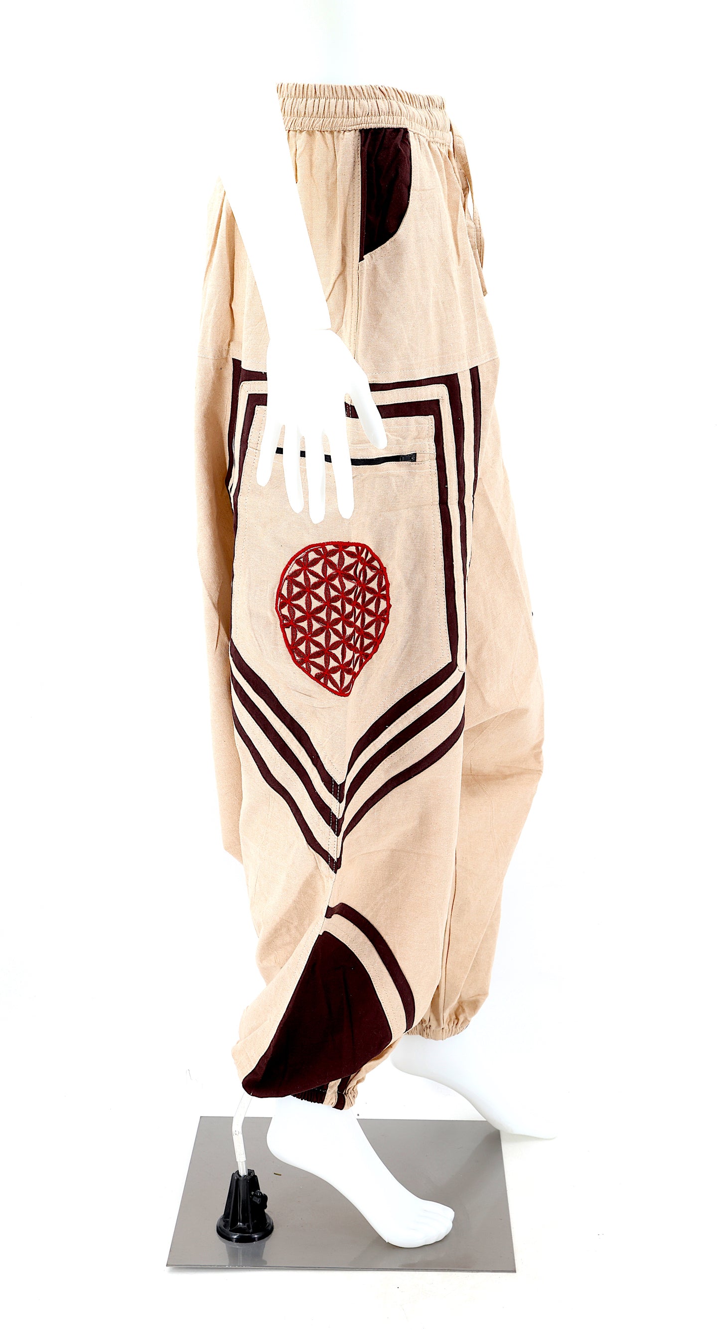 Cotton Hippie Handmade Harem Power of God & Flower of Life Embroidered Bohemian Pants