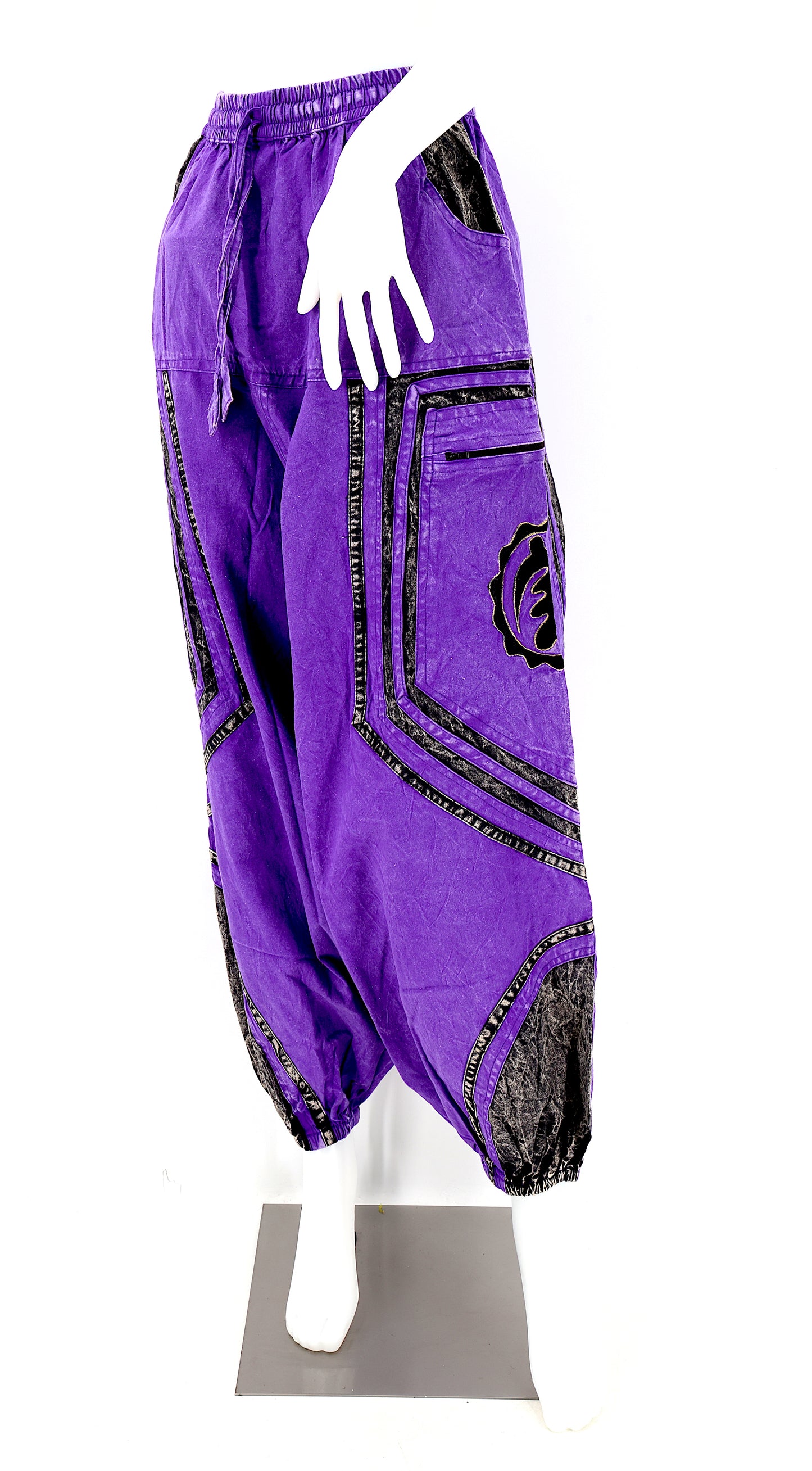 Cotton Hippie Handmade Harem Power of God & Flower of Life Embroidered Bohemian Pants