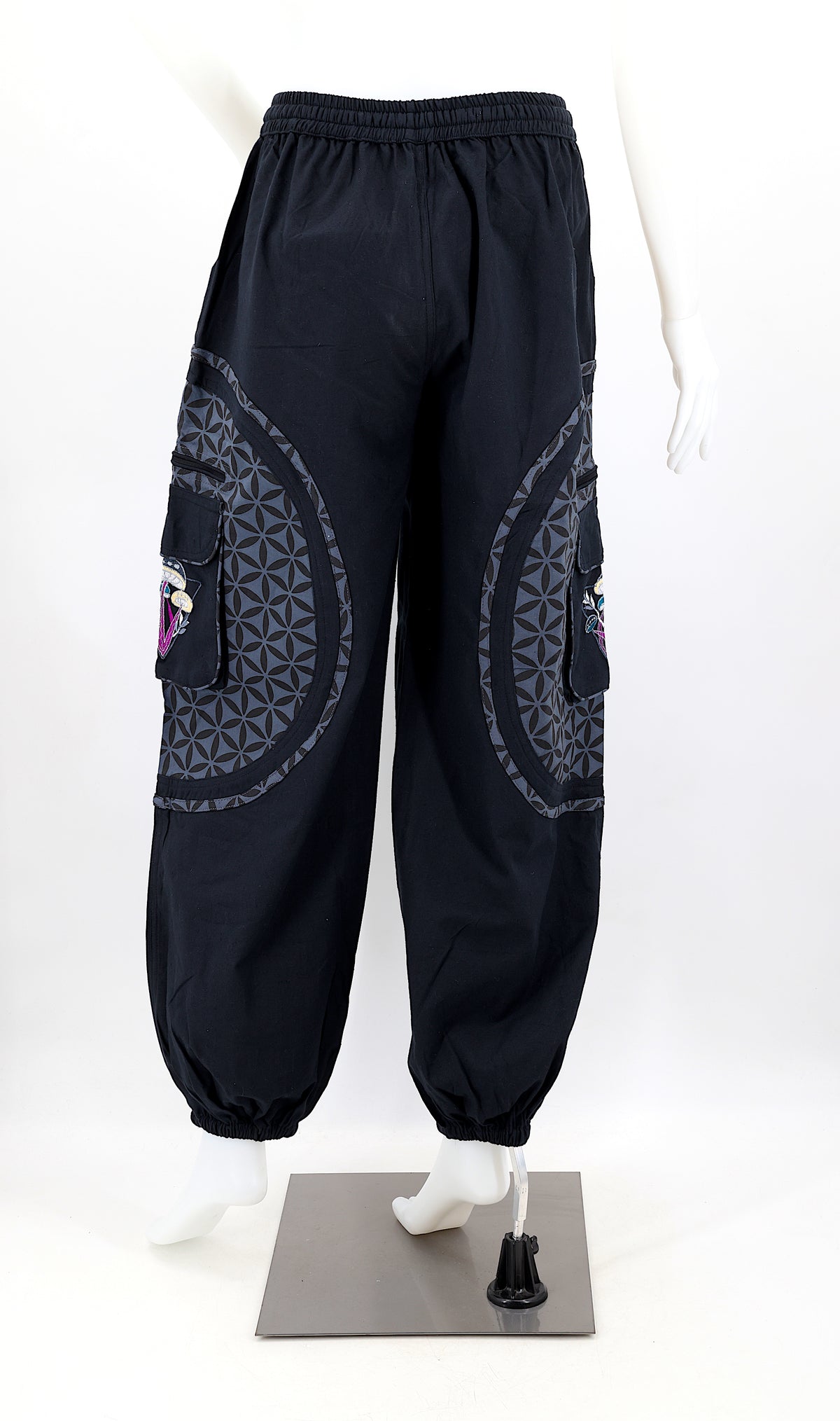 Rear view showcasing pocket placement and elastic waist