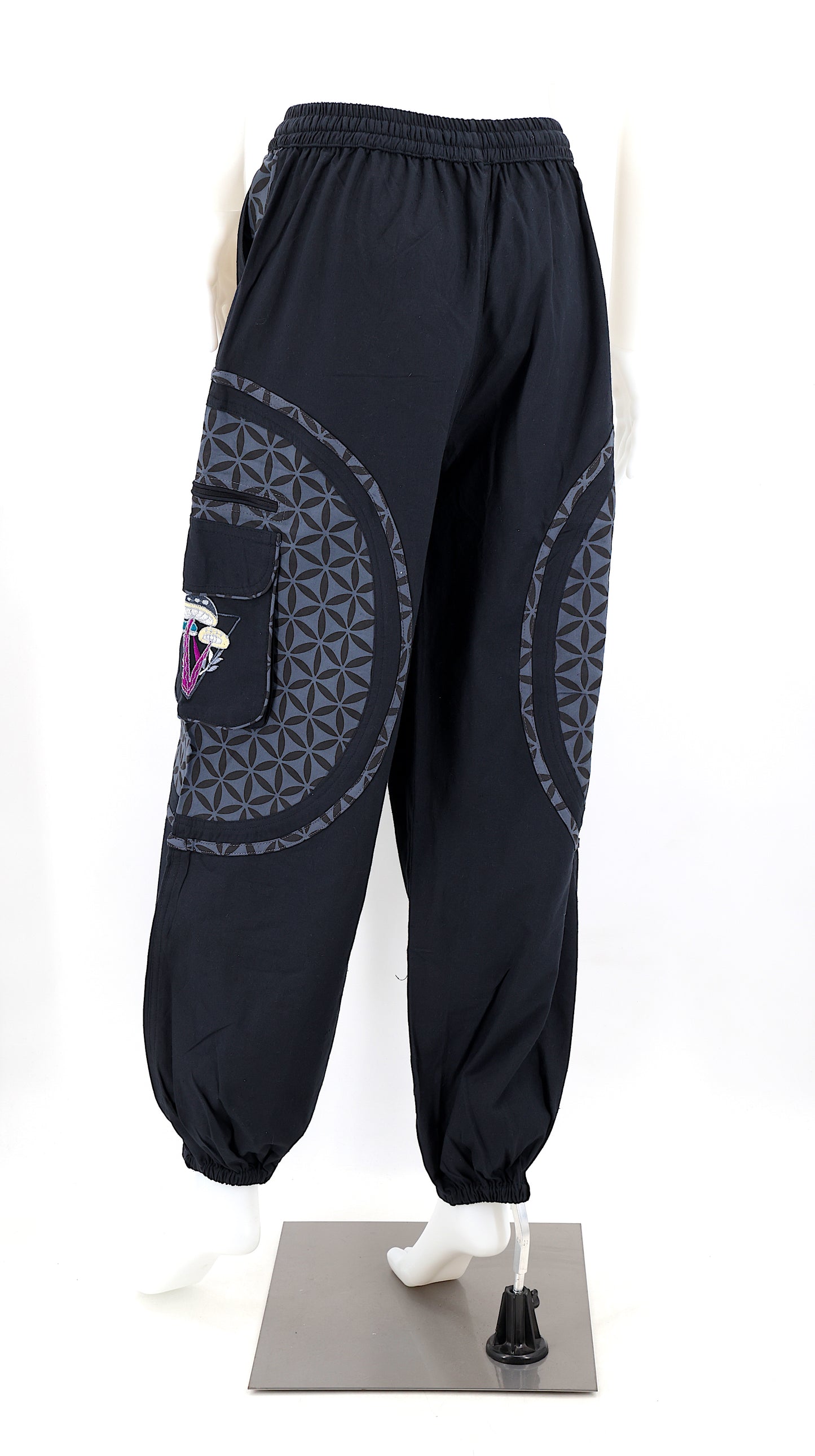 Rear view showcasing pocket placement and elastic waist