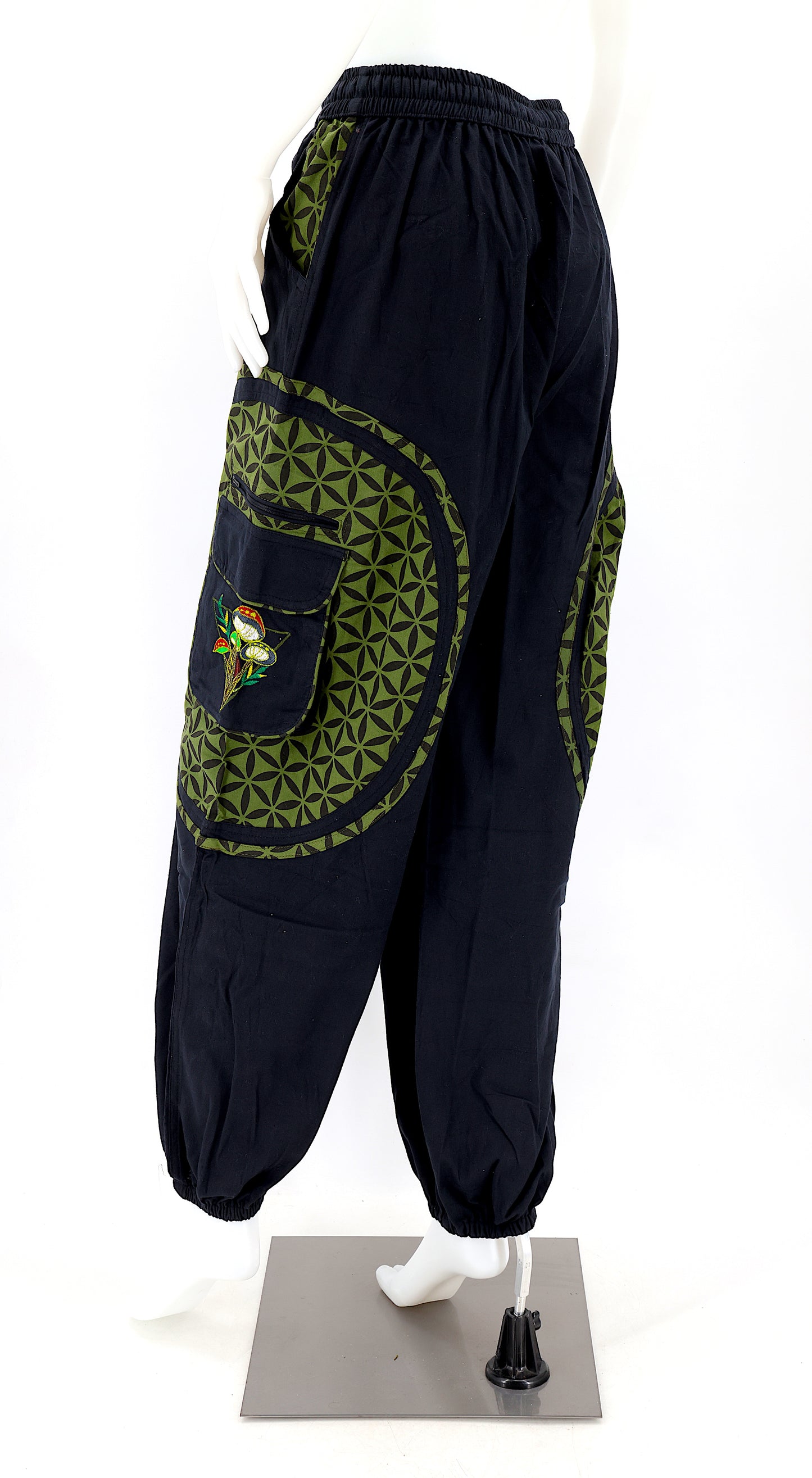 Rear view showcasing pocket placement and elastic waist