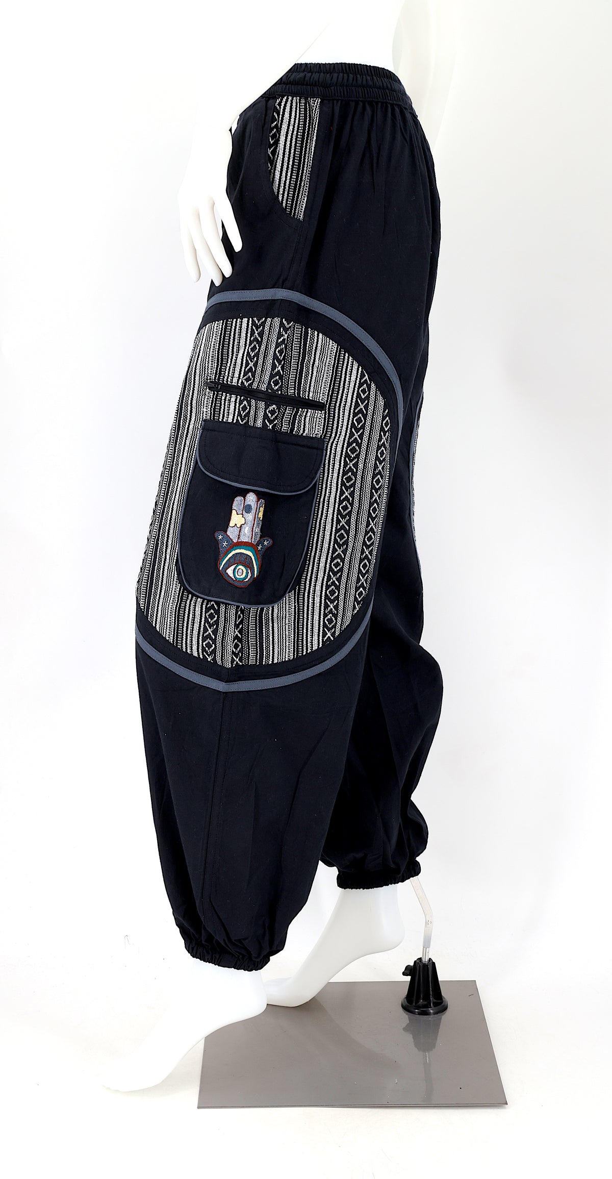 Bestickte Hamsa-Hand-Hose | Baumwollhose mit Schutzsymbol