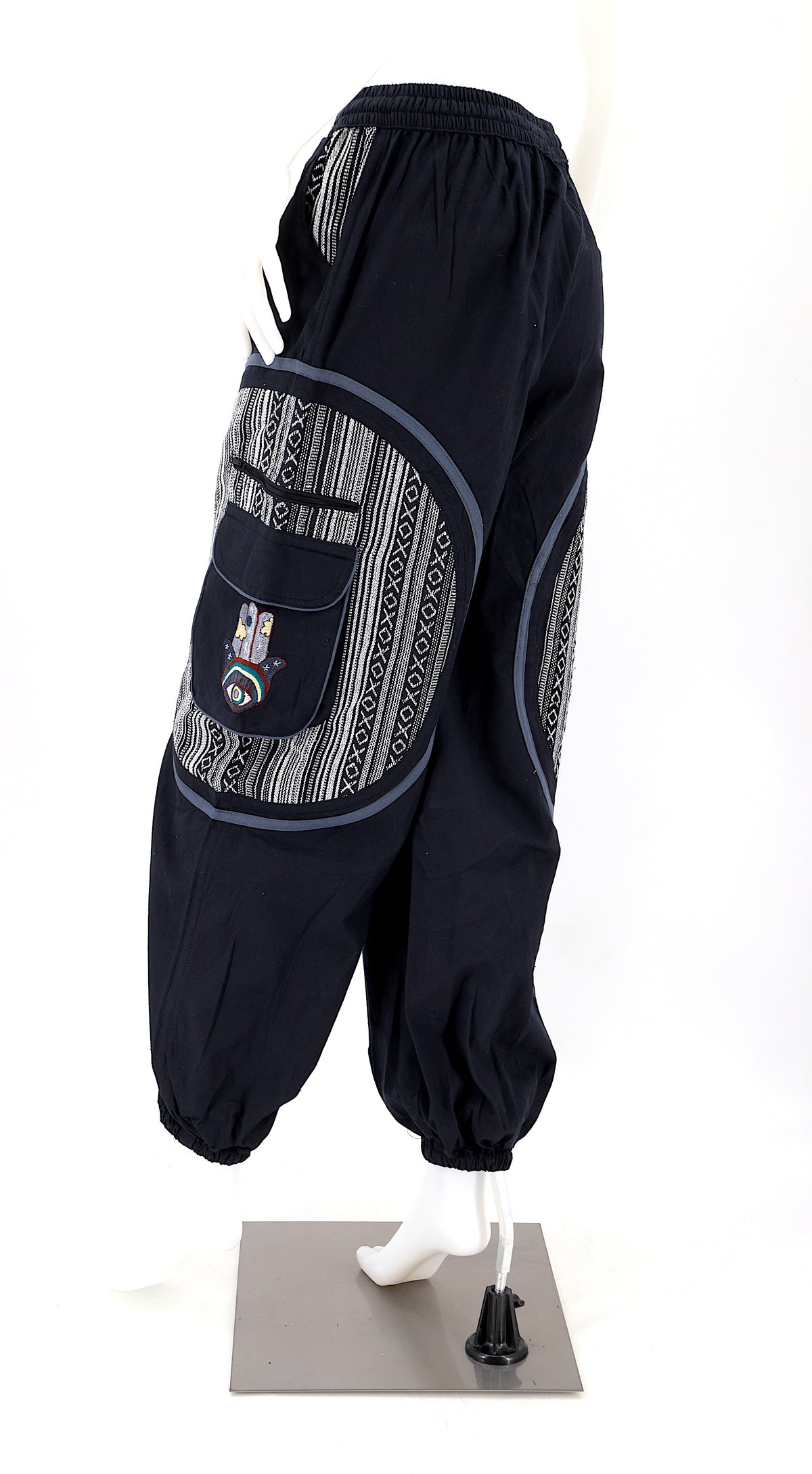 Bestickte Hamsa-Hand-Hose | Baumwollhose mit Schutzsymbol