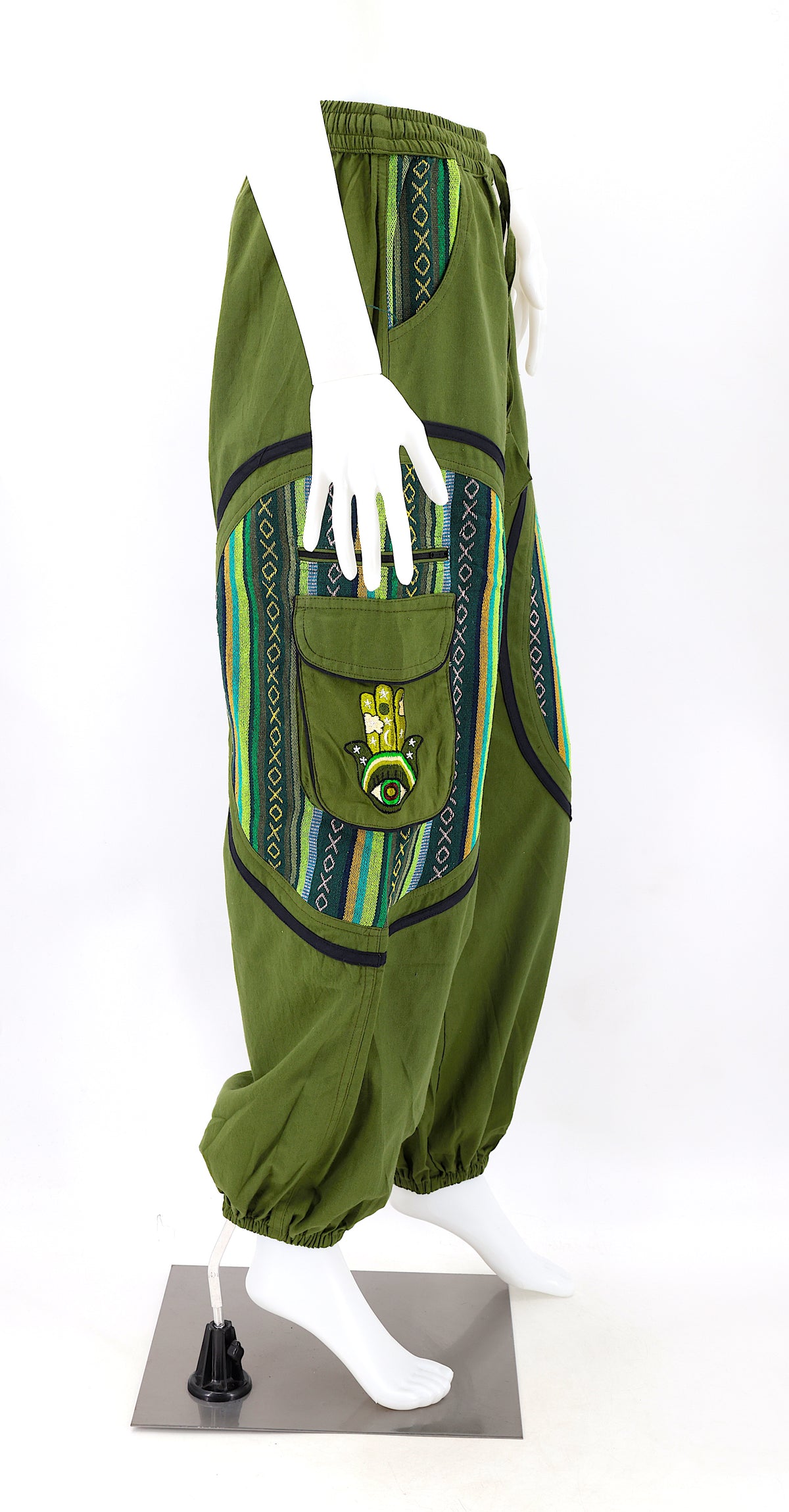 Bestickte Hamsa-Hand-Hose | Baumwollhose mit Schutzsymbol