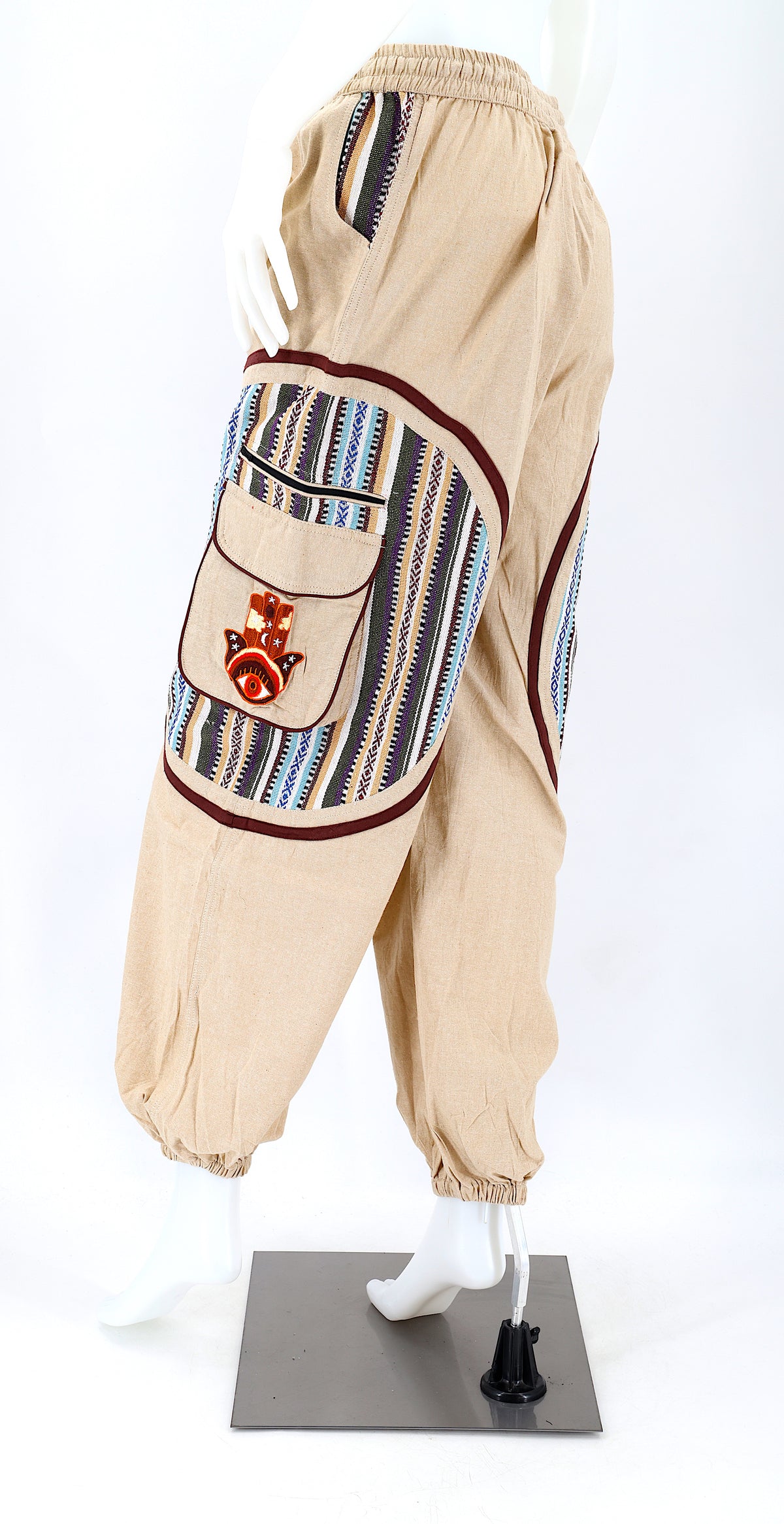 Bestickte Hamsa-Hand-Hose | Baumwollhose mit Schutzsymbol