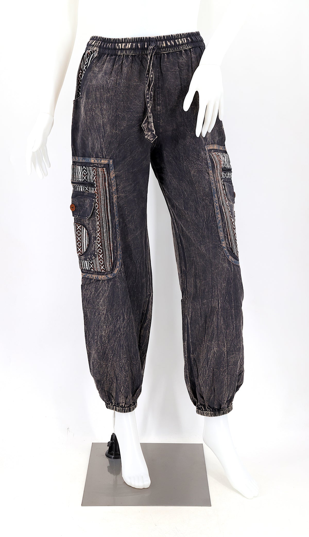 Pantalon Sarouel Simple en Coton Gheri Mix Couleur Délavée