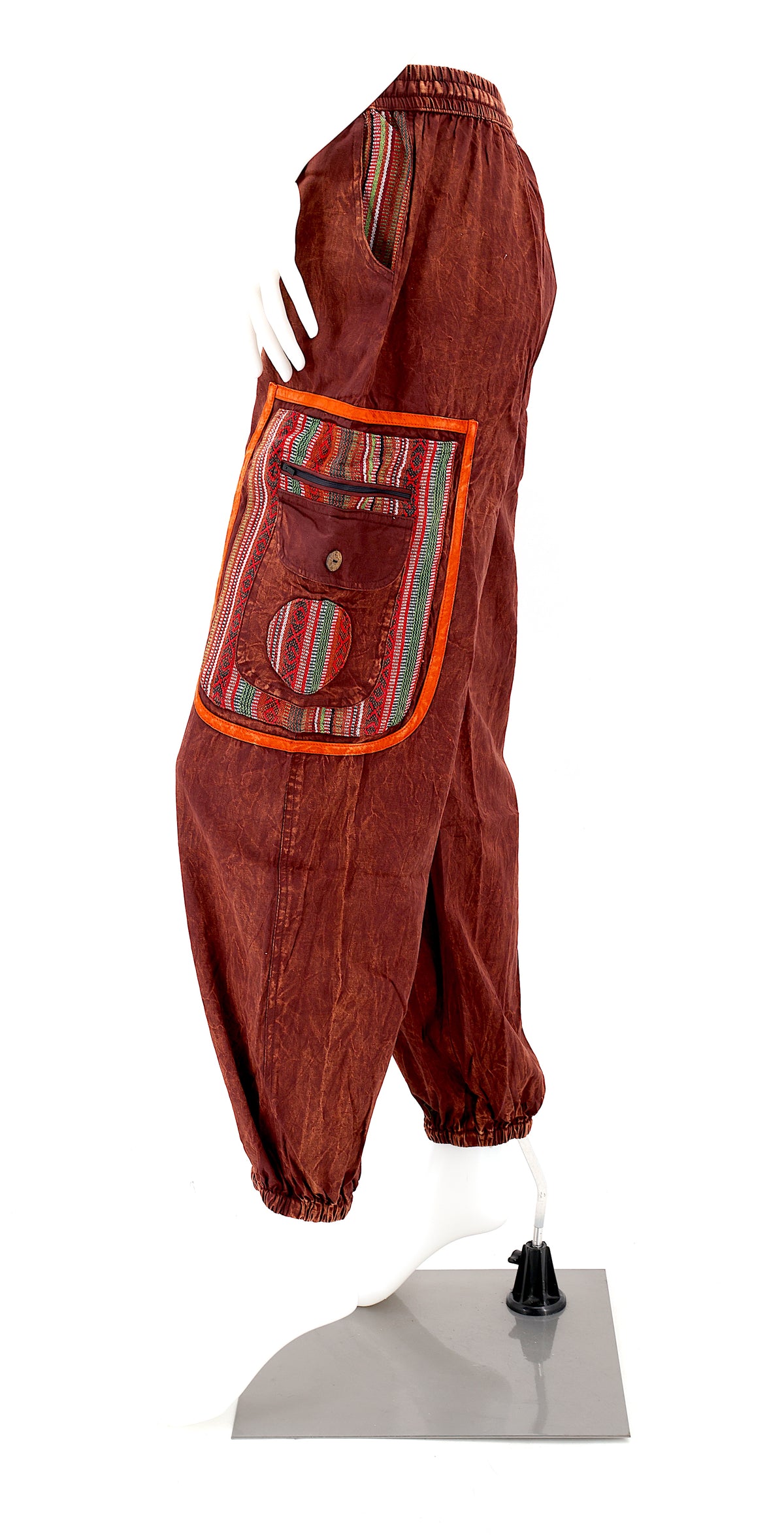 Pantalon Sarouel Simple en Coton Gheri Mix Couleur Délavée