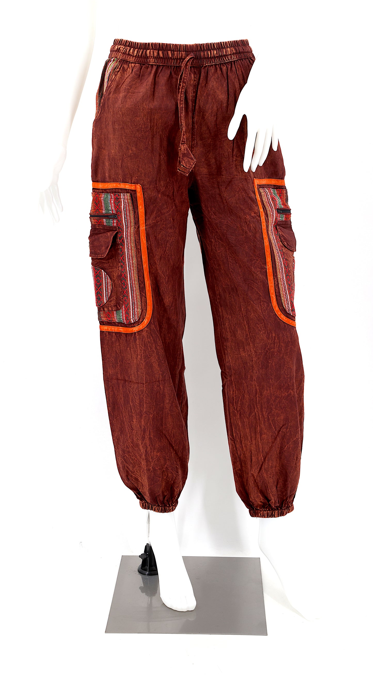 Pantalon Sarouel Simple en Coton Gheri Mix Couleur Délavée