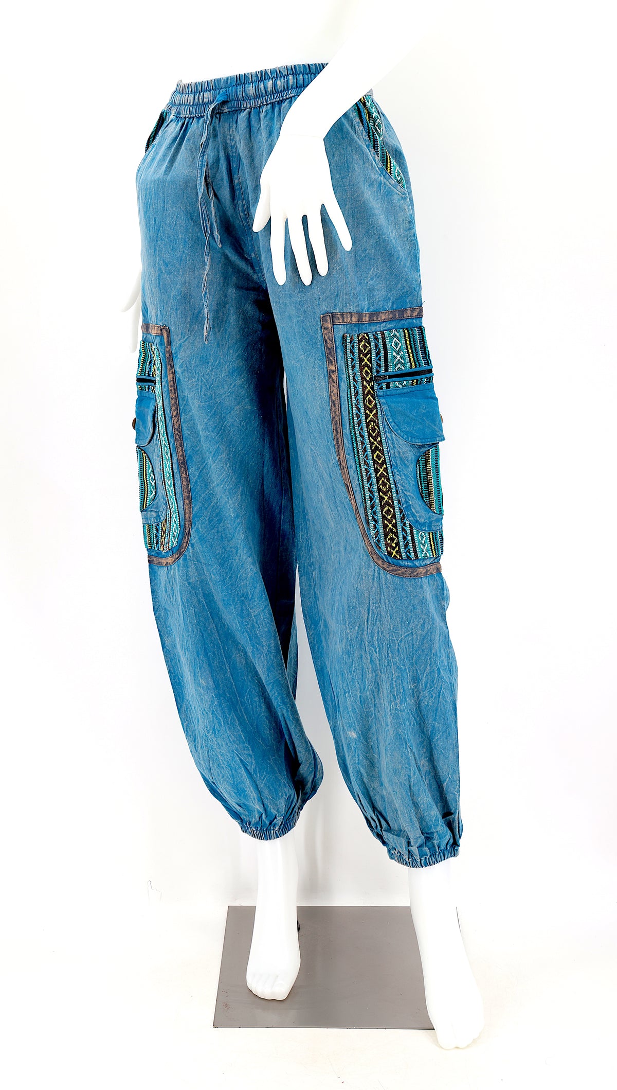 Pantalon Sarouel Simple en Coton Gheri Mix Couleur Délavée