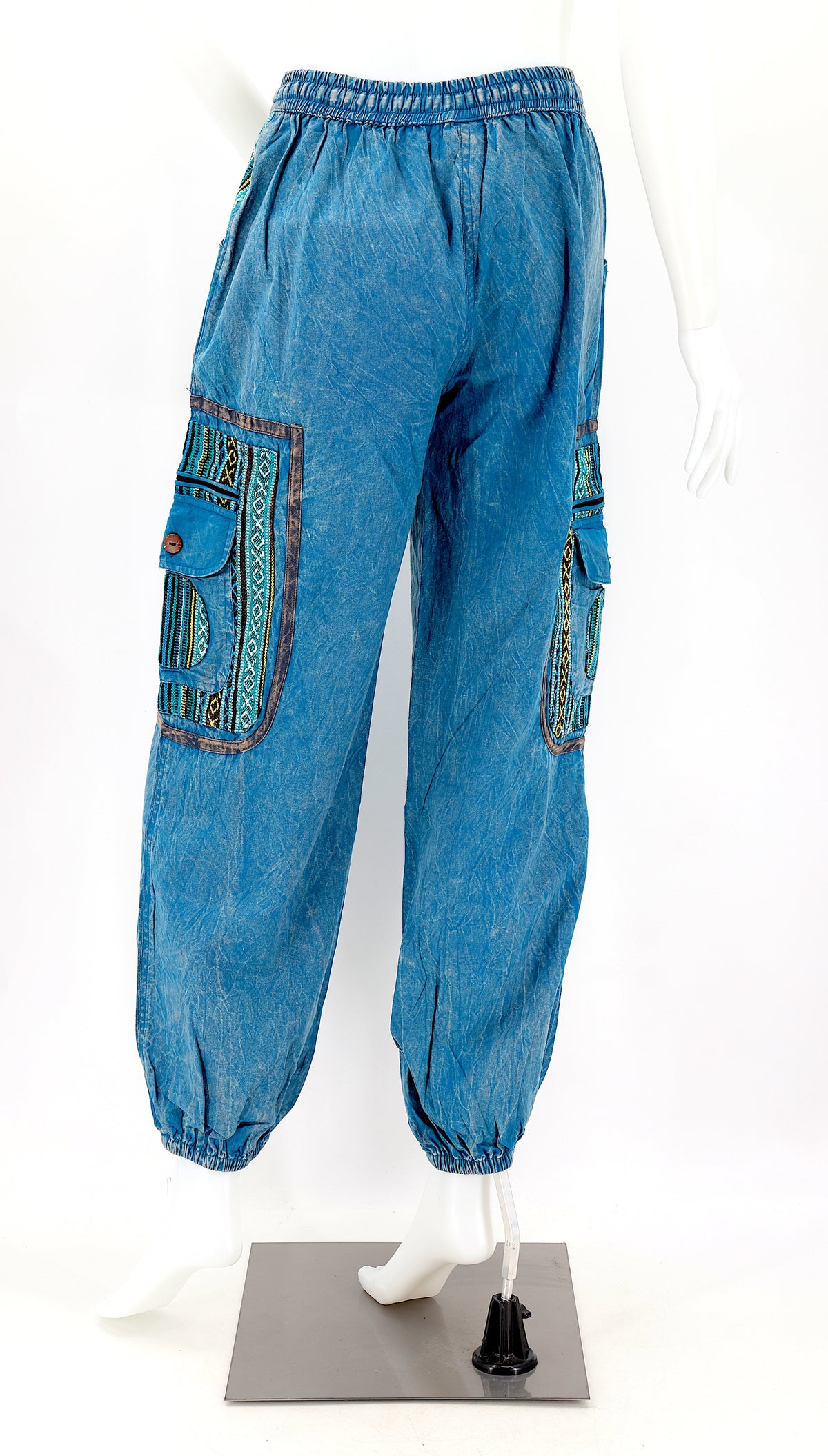 Pantalon Sarouel Simple en Coton Gheri Mix Couleur Délavée