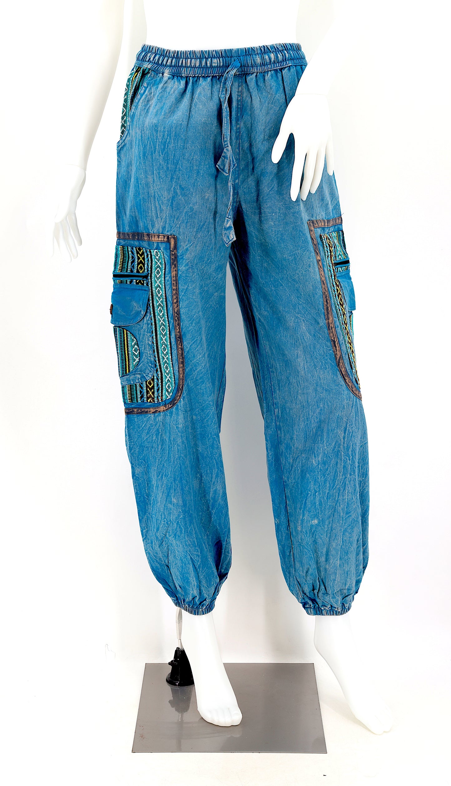 Pantalon Sarouel Simple en Coton Gheri Mix Couleur Délavée