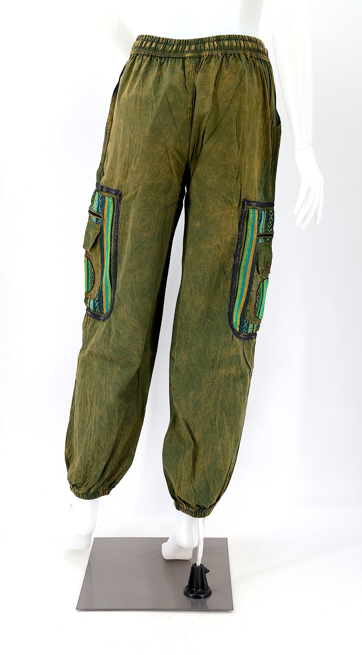 Pantalon Sarouel Simple en Coton Gheri Mix Couleur Délavée