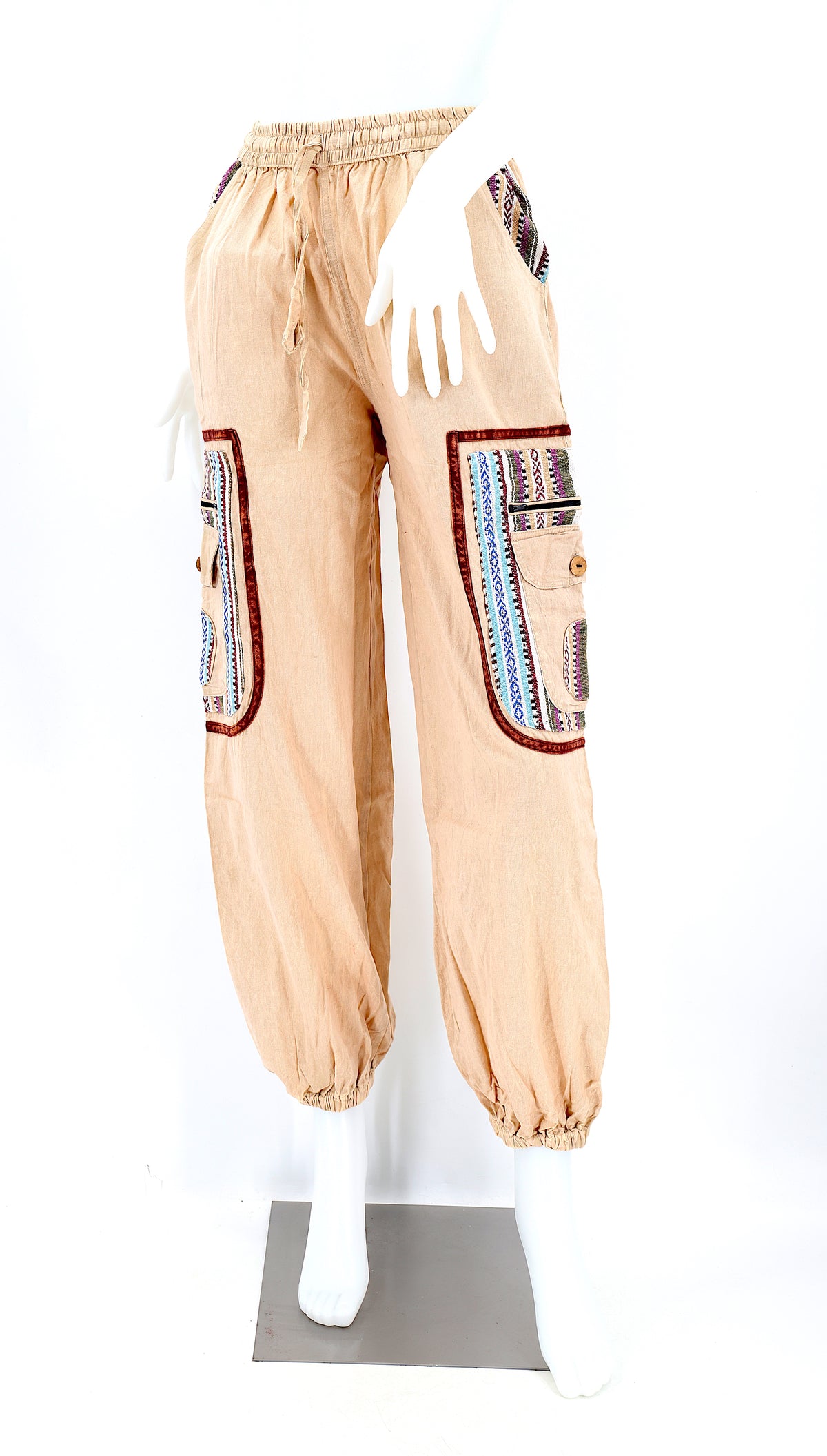Pantalon Sarouel Simple en Coton Gheri Mix Couleur Délavée