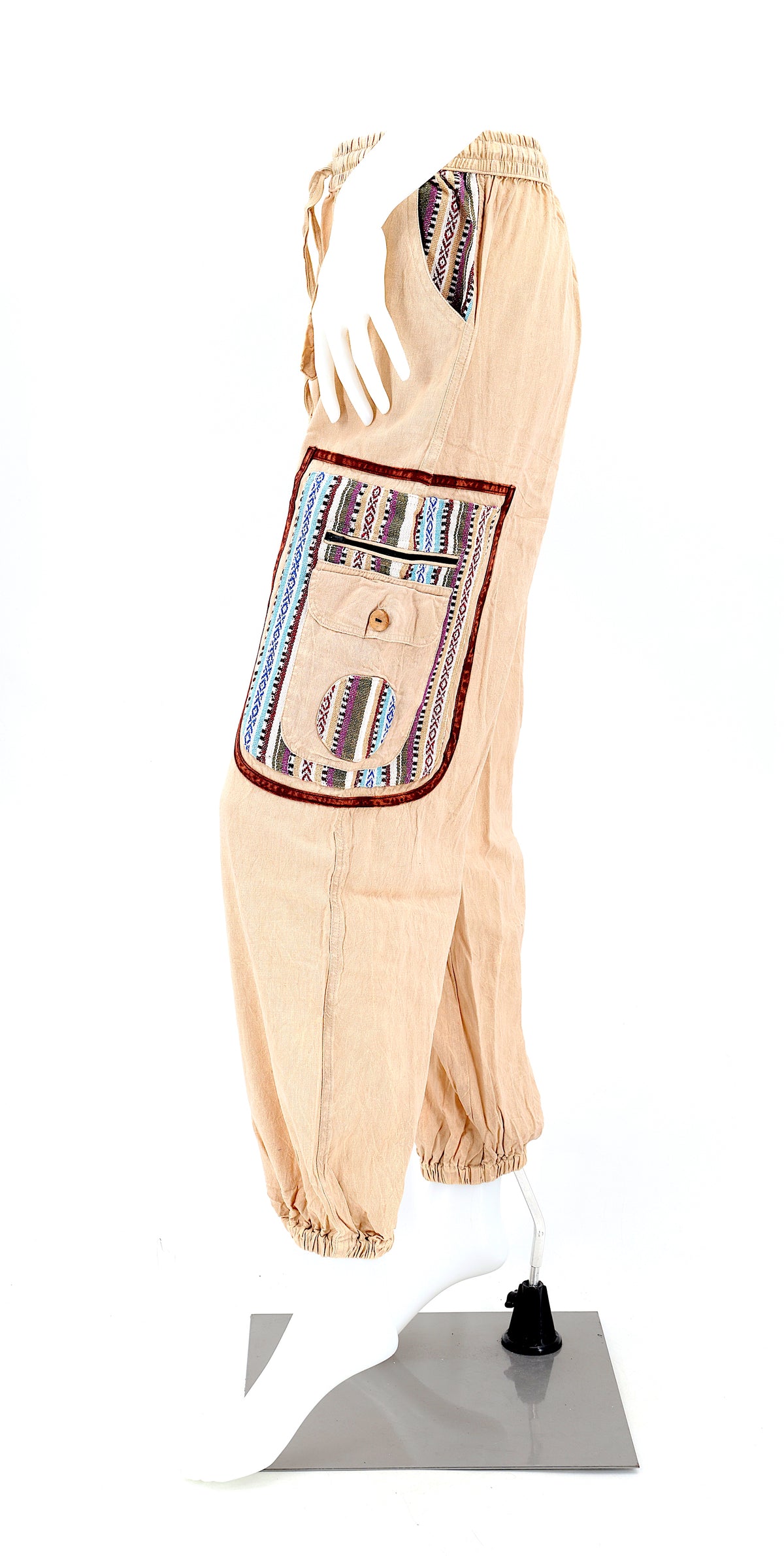 Pantalon Sarouel Simple en Coton Gheri Mix Couleur Délavée